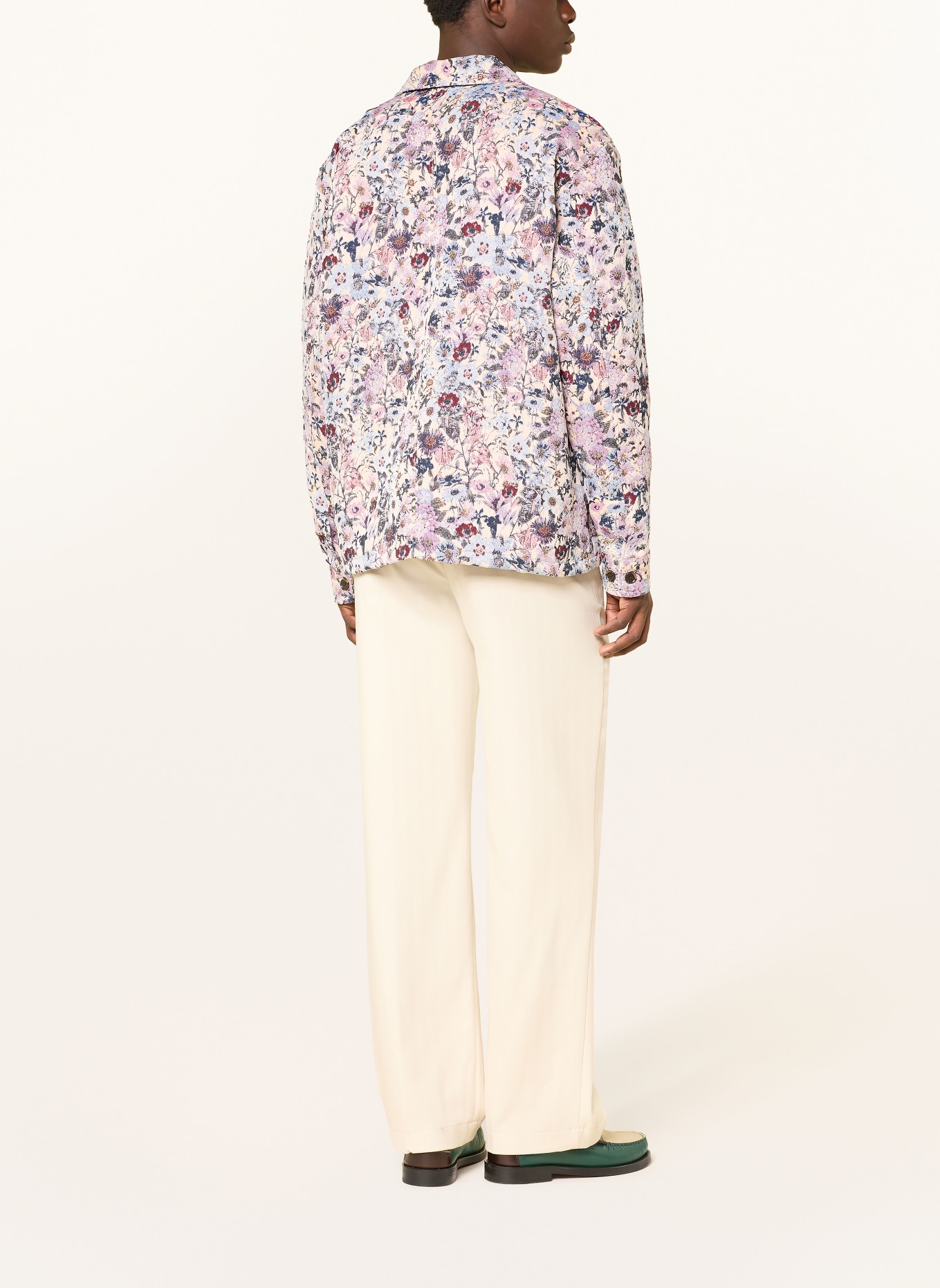 LES DEUX Jacquard Overjacket HUGH: PURPLE / CREAM / BLUE