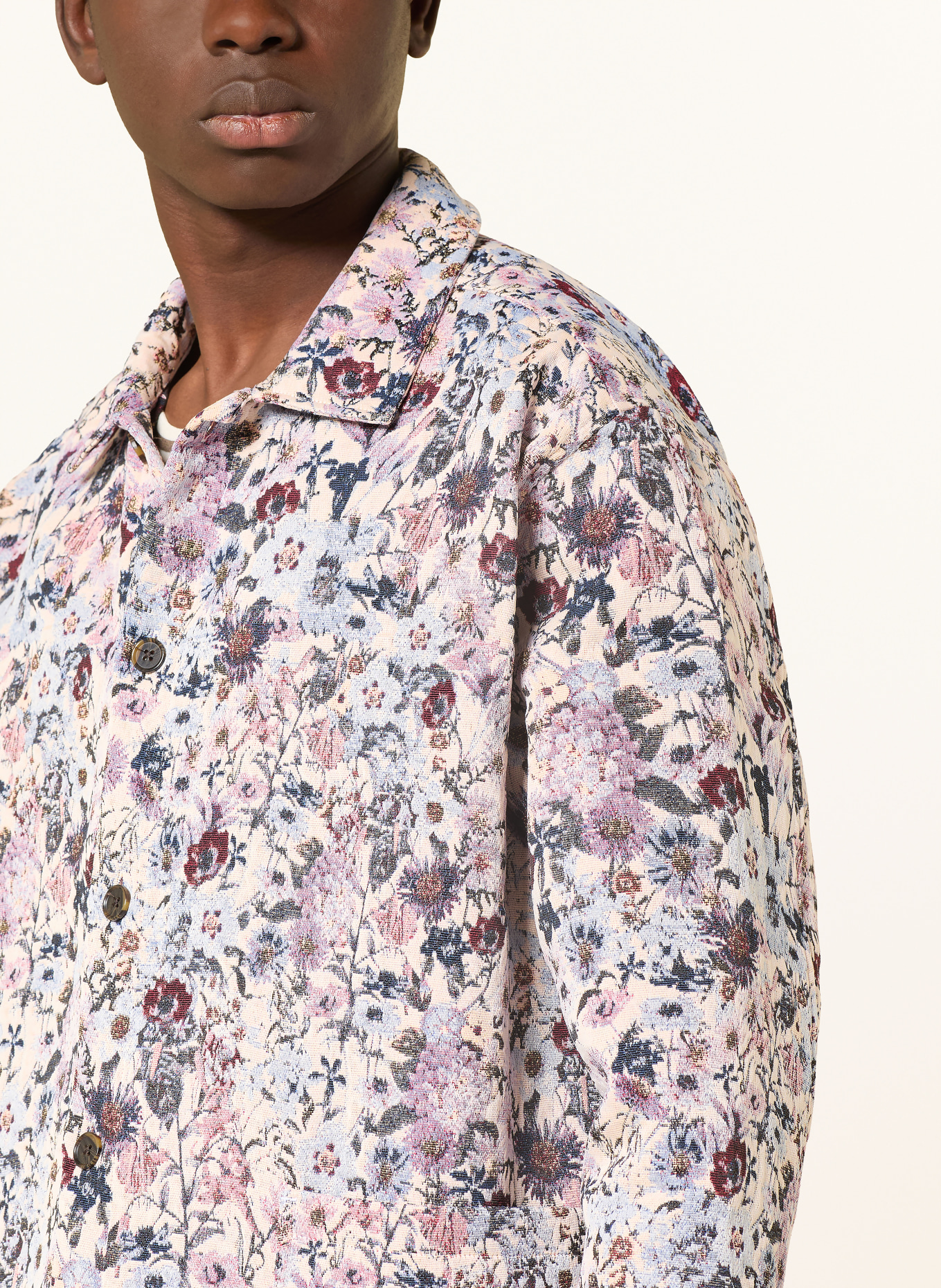 LES DEUX Jacquard Overjacket HUGH: PURPLE / CREAM / BLUE