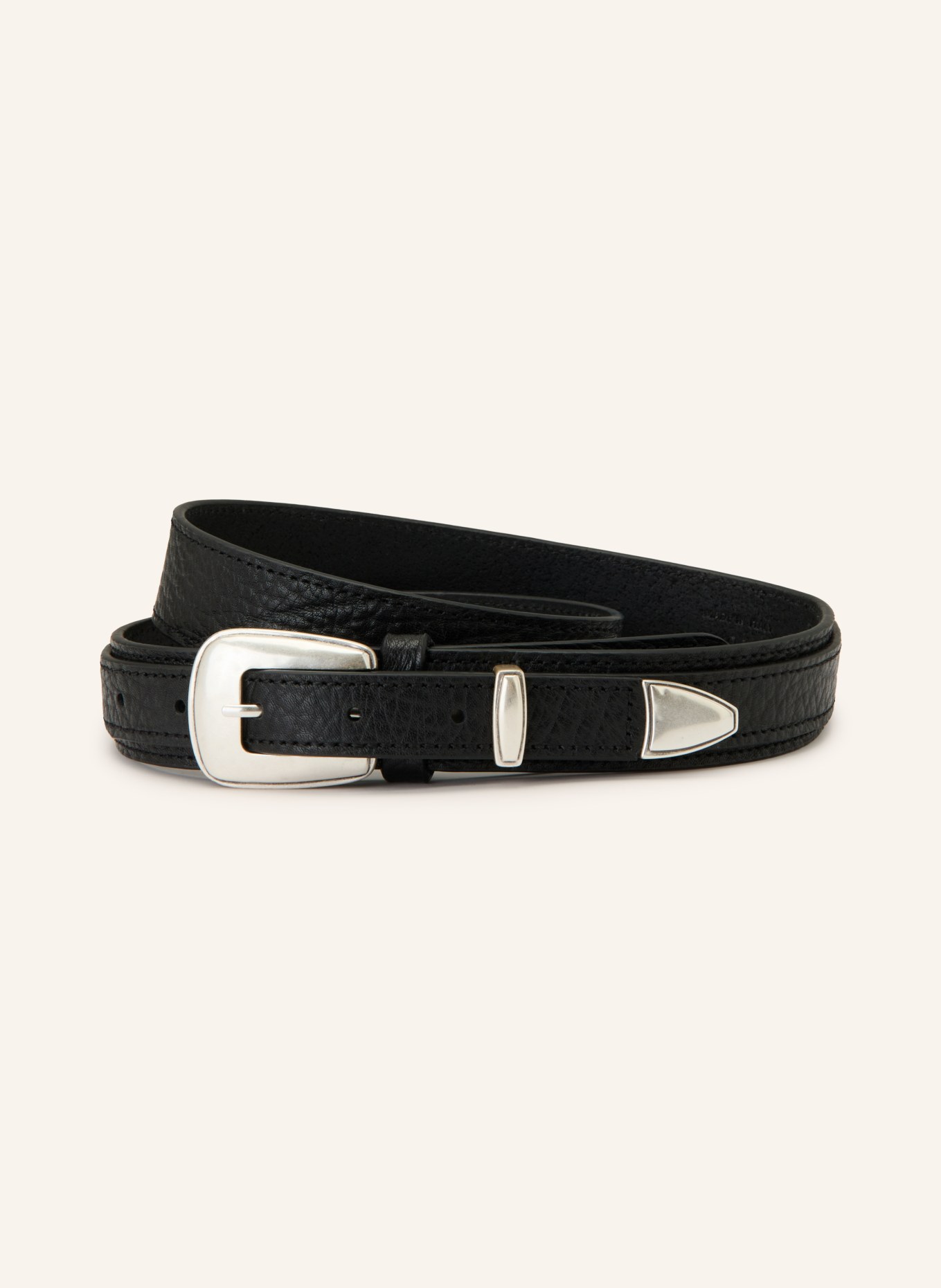 LEMAIRE Leather belts: BLACK / SILVER