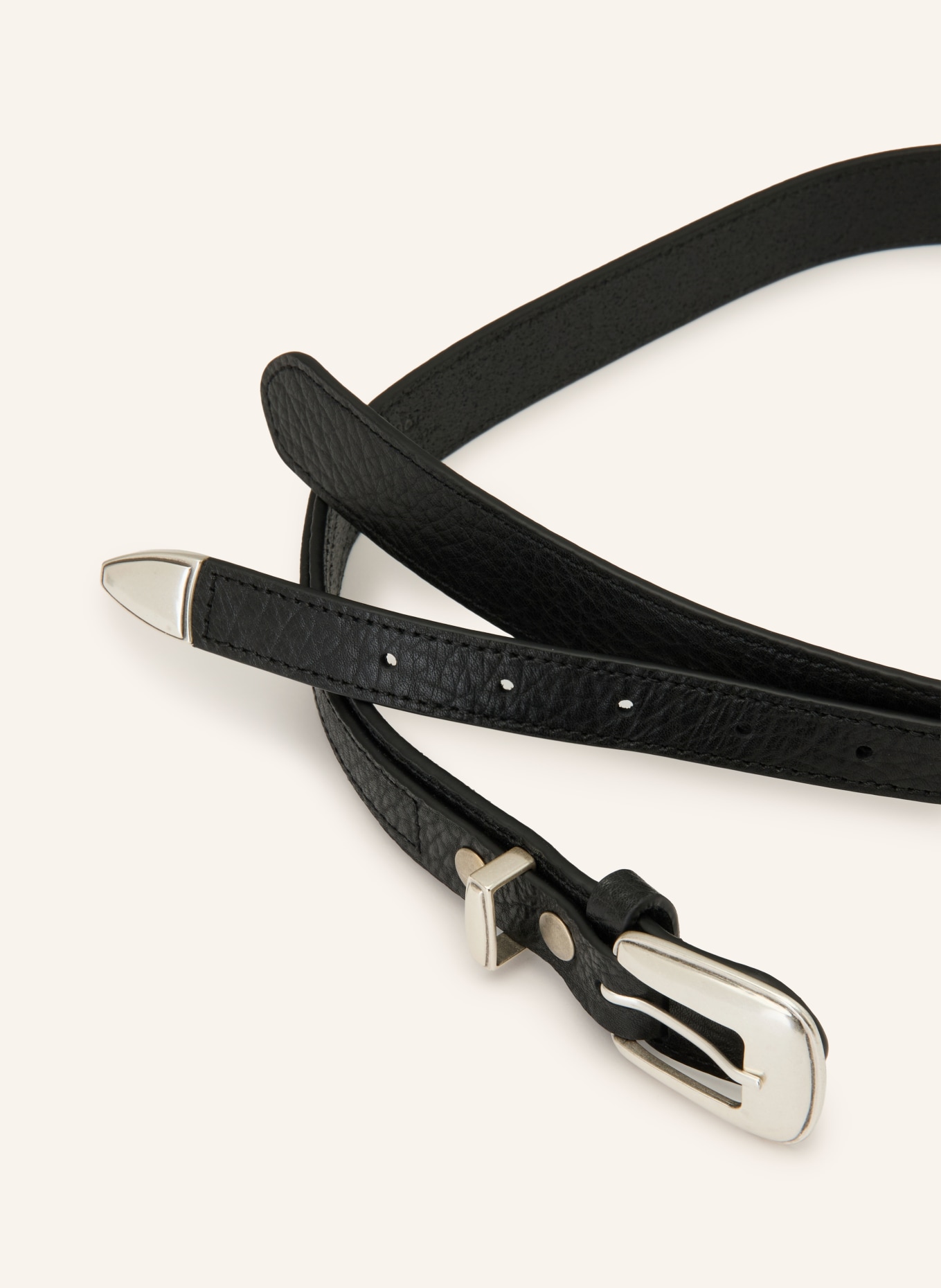 LEMAIRE Leather belts: BLACK / SILVER