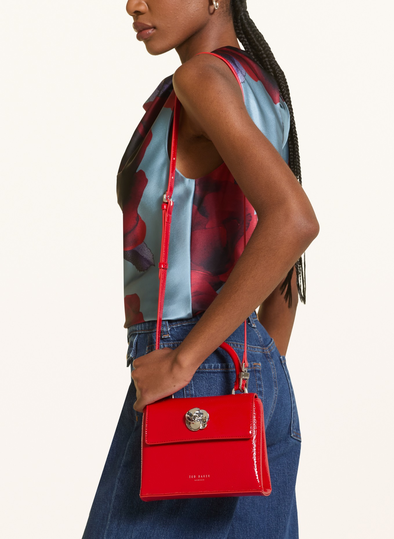 TED BAKER ROSEAU Handbag: RED / SILVER
