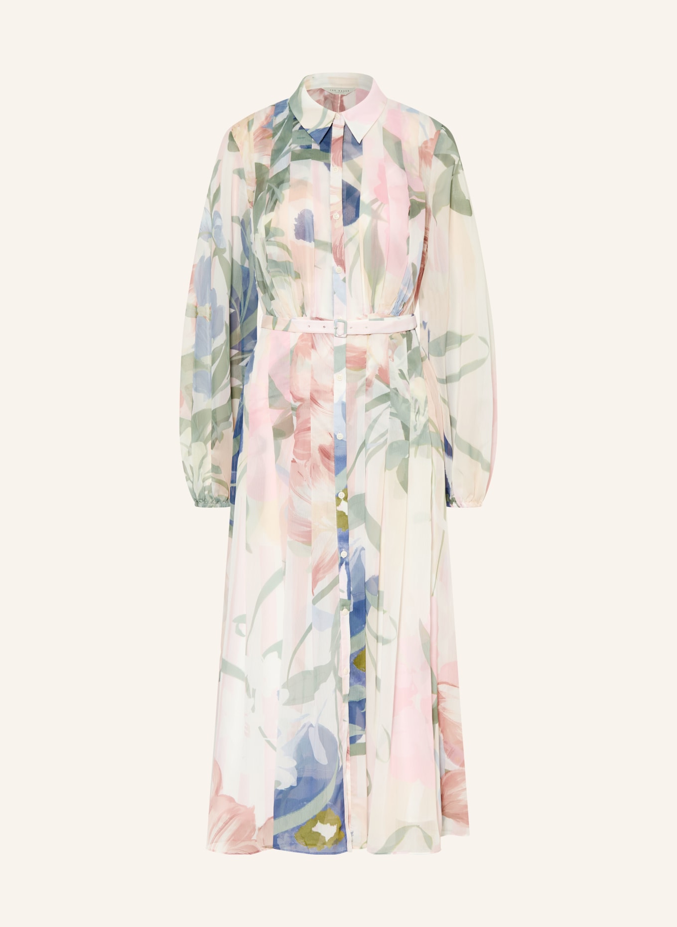 TED BAKER Šaty typu blůza ARNIA s plisováním: BÍLÁ / RŮŽOVÁ / MODRÁ