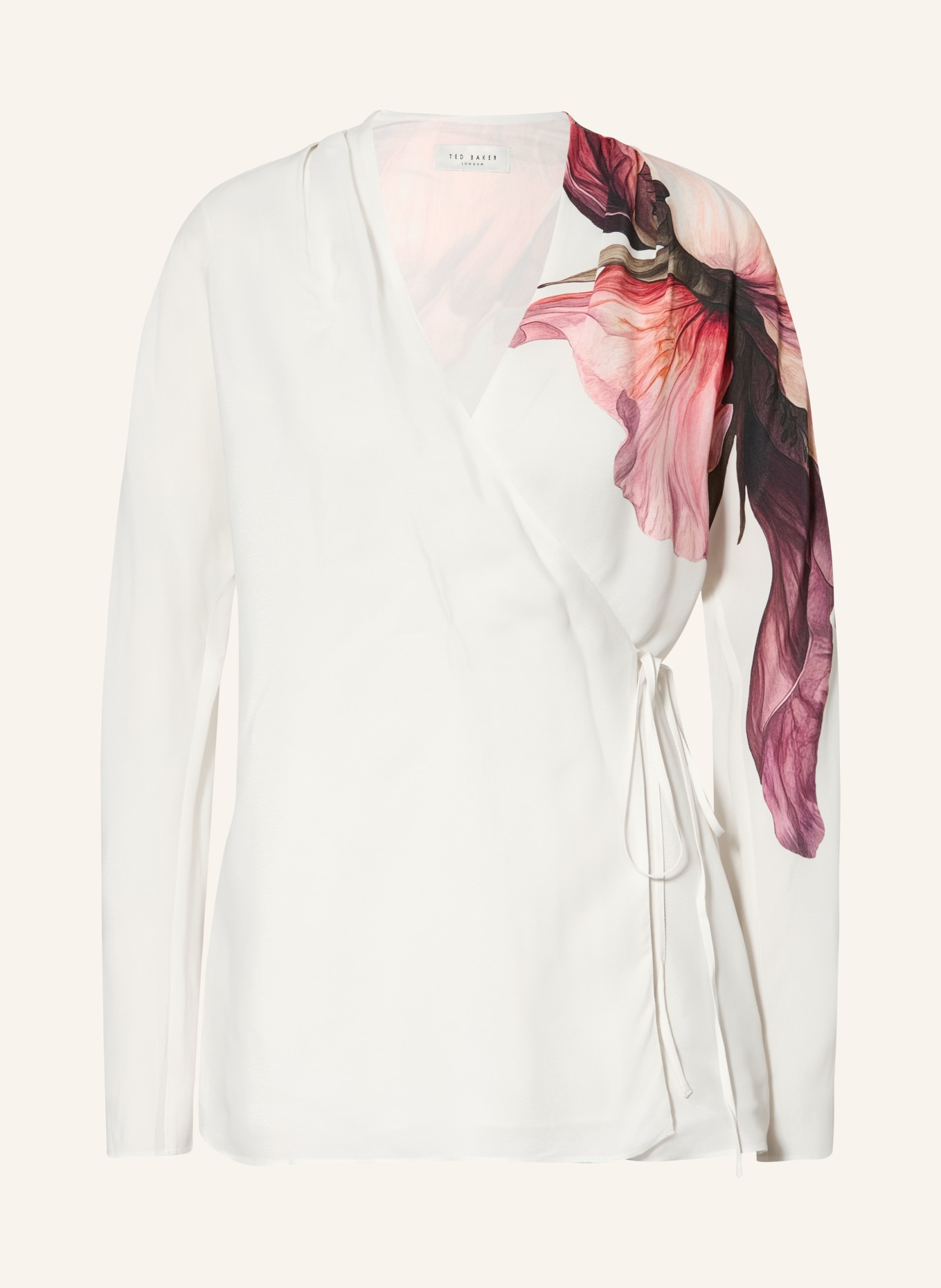 TED BAKER Blůza s překříženým výstřihem JOLEENE: BÍLÁ / TMAVĚ FIALOVÁ / TMAVĚ ČERVENÁ