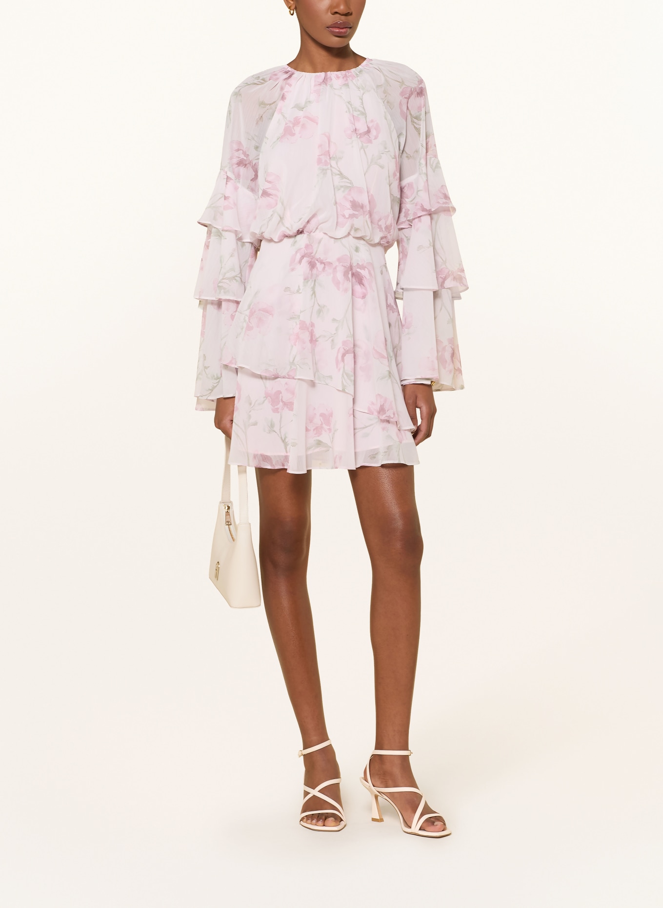 TED BAKER Sukienka koktajlowa z falbanami: JASNORÓŻOWY / BLADORÓŻOWY / ZIELONY