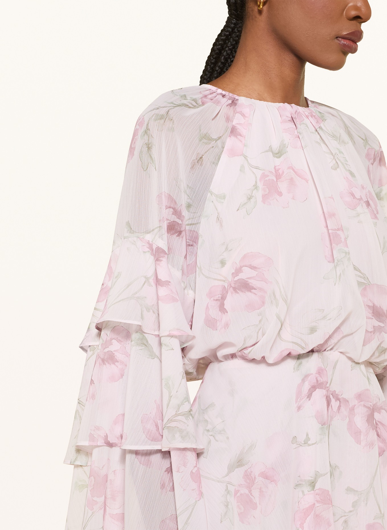 TED BAKER Sukienka koktajlowa z falbanami: JASNORÓŻOWY / BLADORÓŻOWY / ZIELONY