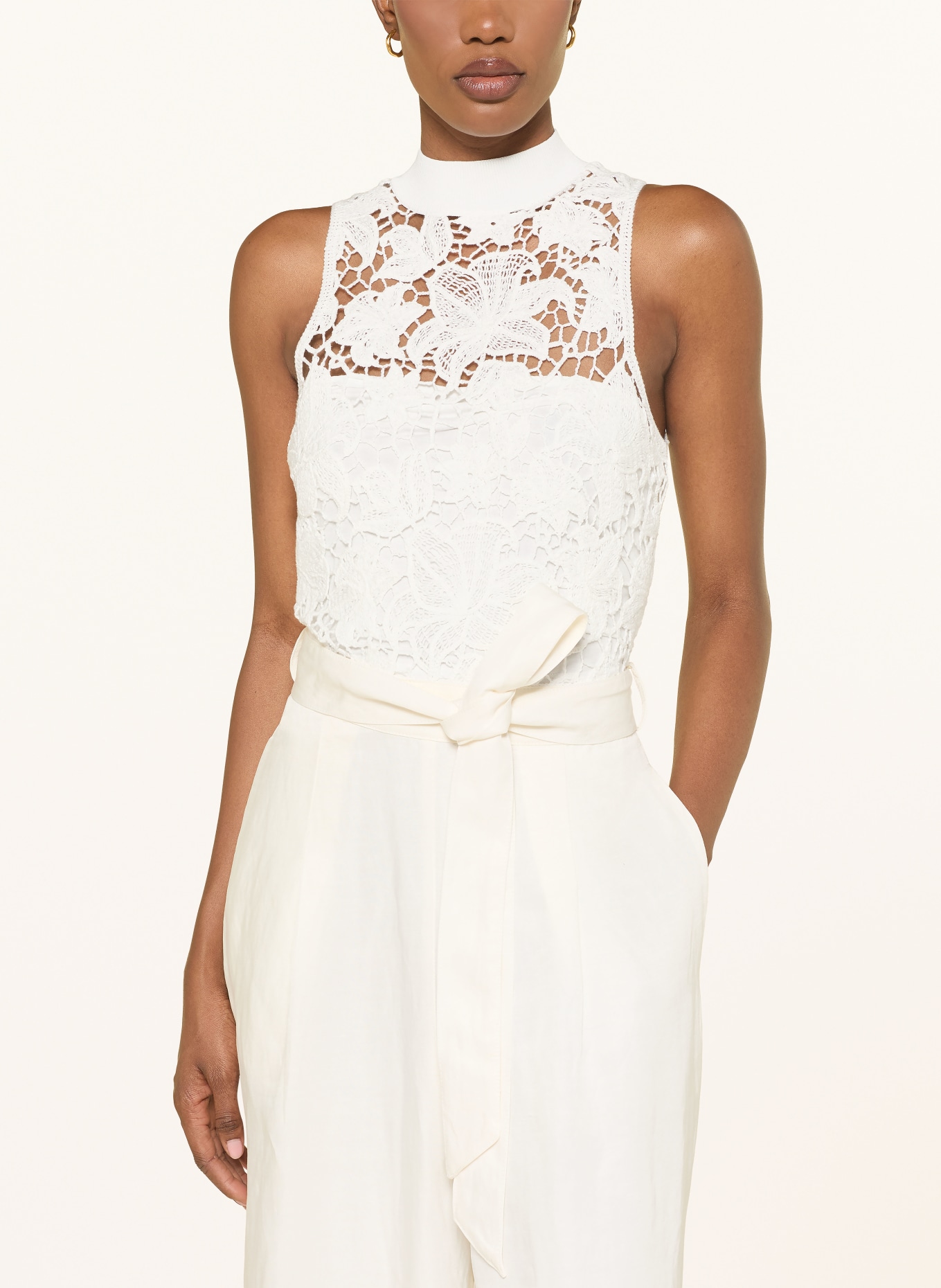 TED BAKER Kombinezon CALANTA z lnu i koronki: KREMOWY