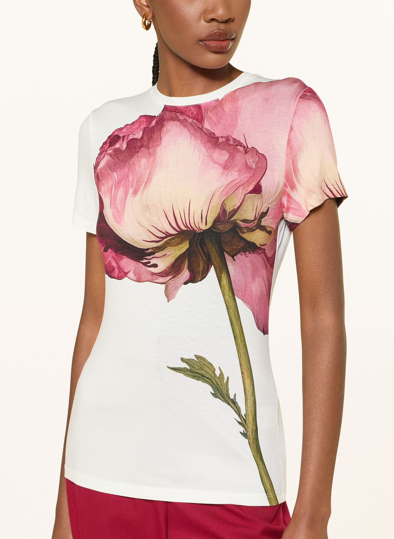 TED BAKER T-Shirt OBREY: CREME / DUNKELROT / OLIV