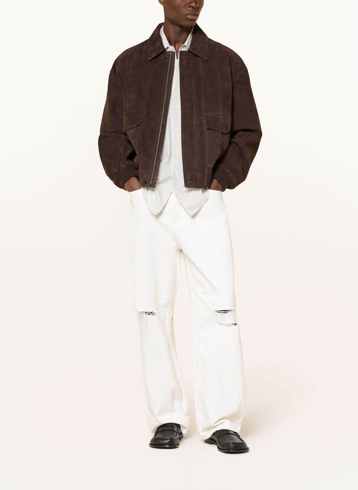 FRAME Jeans BAGGY JEAN Baggy Fit: OFWD OFF WHITE DESTRUCTED