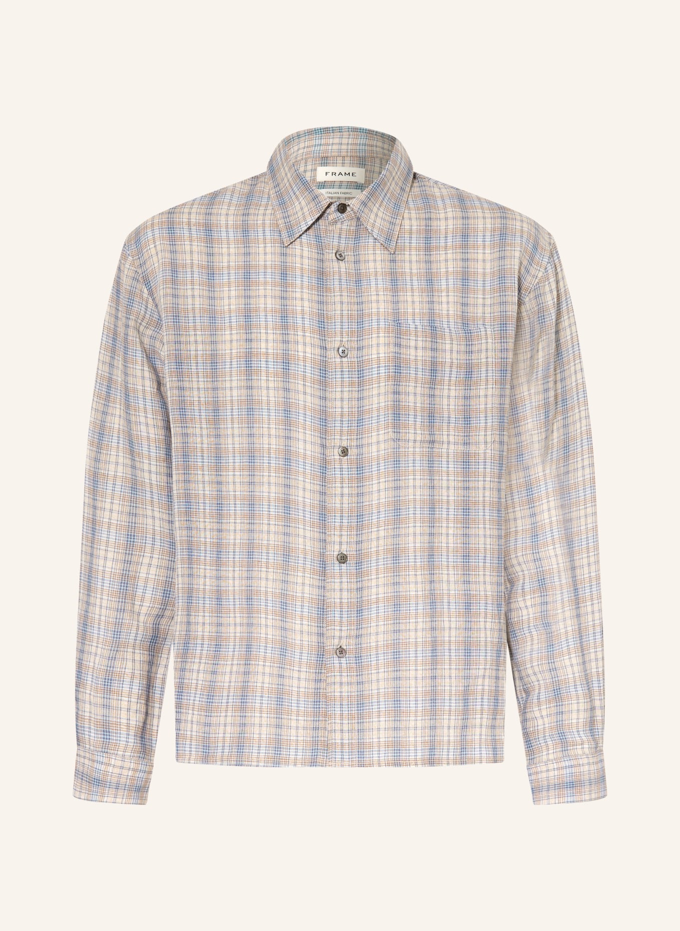 FRAME Chemise coupe confortable en lin: BLEU / MARRON CLAIR / BEIGE