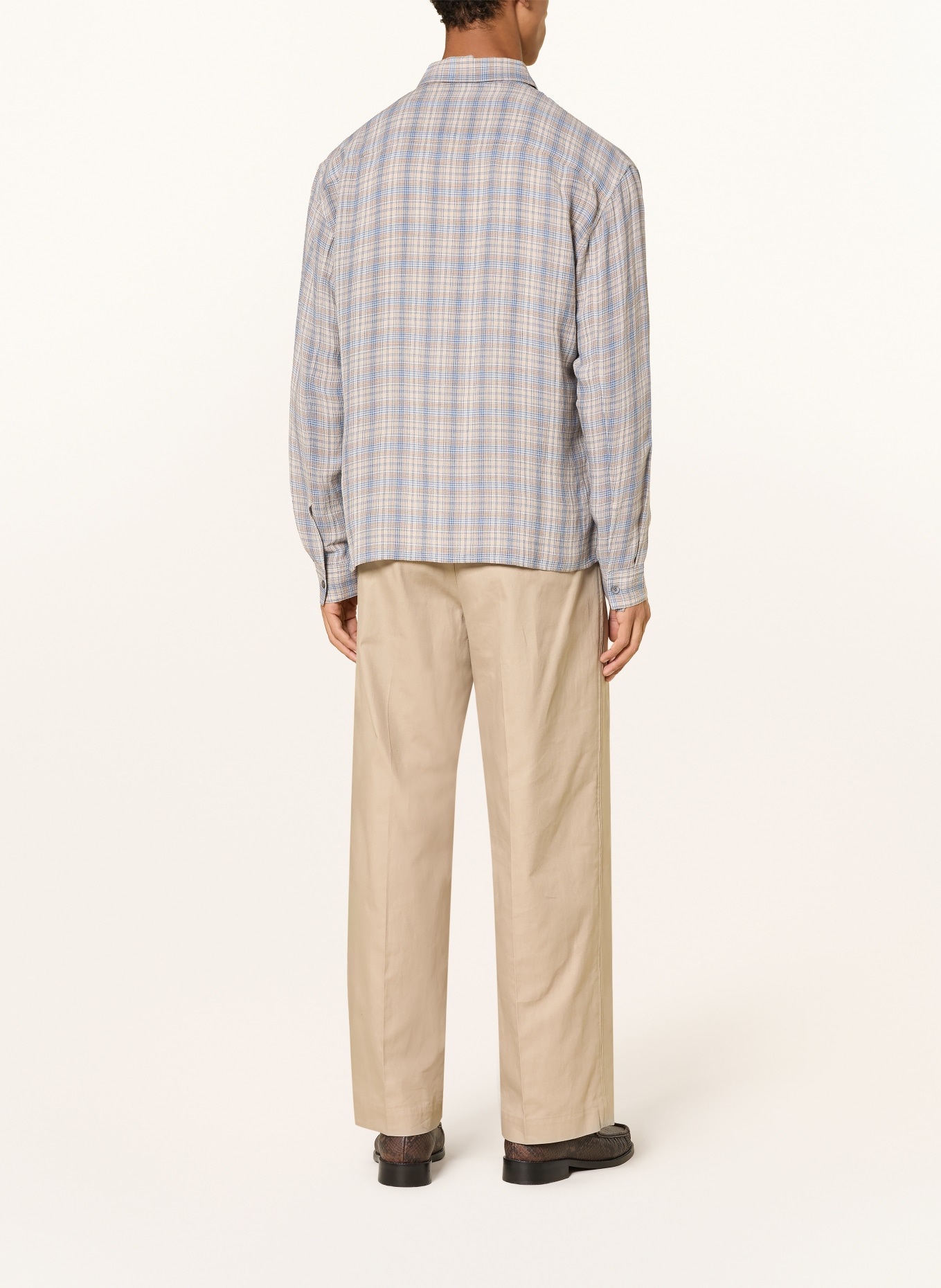 FRAME Chemise coupe confortable en lin: BLEU / MARRON CLAIR / BEIGE