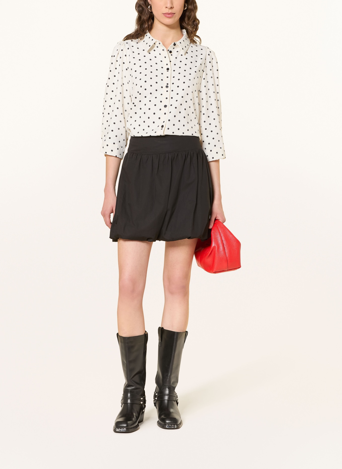 lollys laundry Hemdbluse BONOLL mit 3/4-Arm: ECRU / SCHWARZ