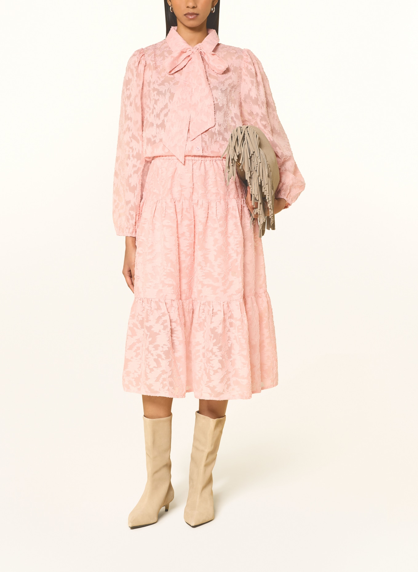 lollys laundry ELLIELL shirt blouse with detachable bow tie: PINK