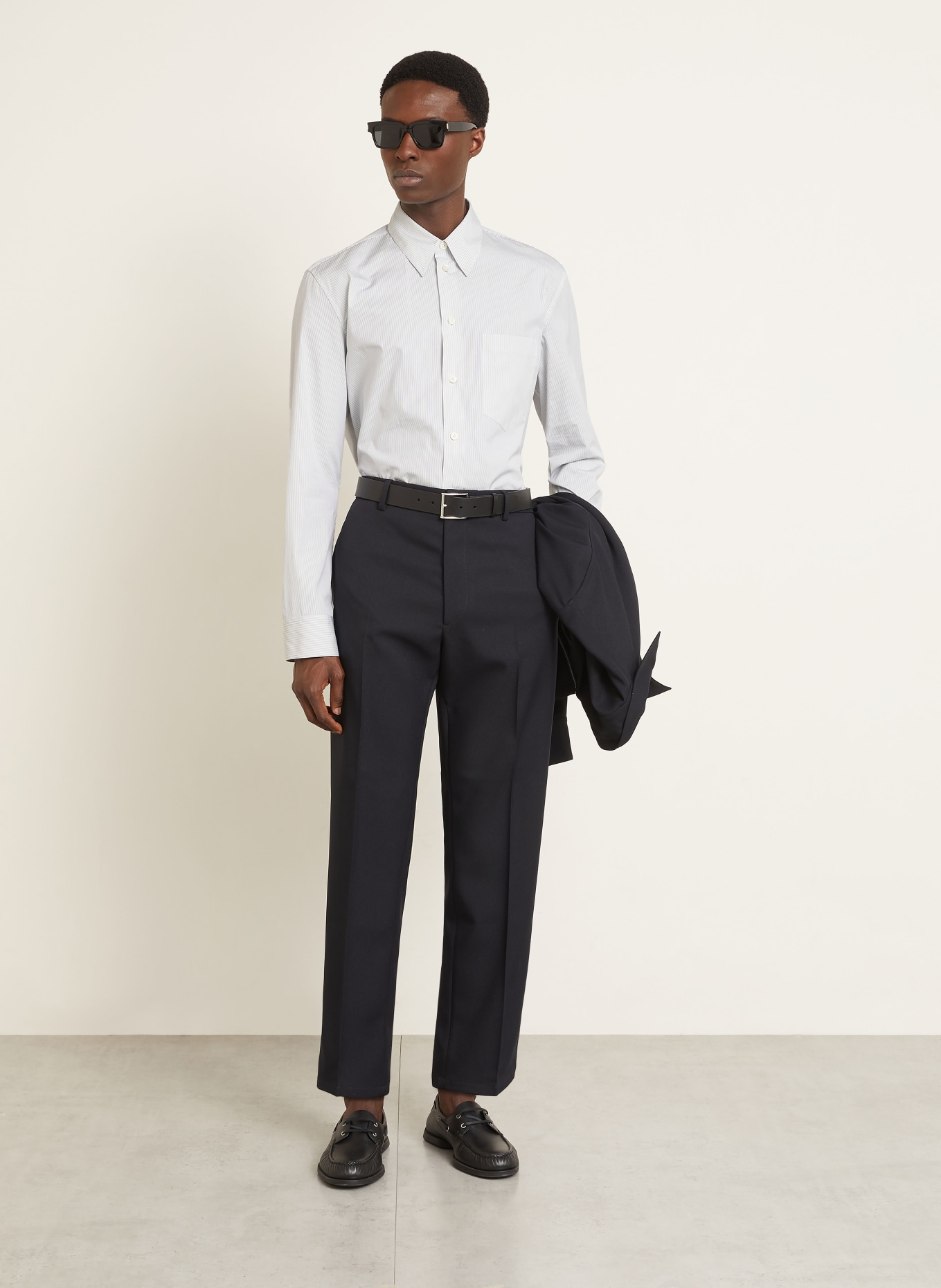 JIL SANDER Hemd Relaxed Fit: ECRU / DUNKELBLAU