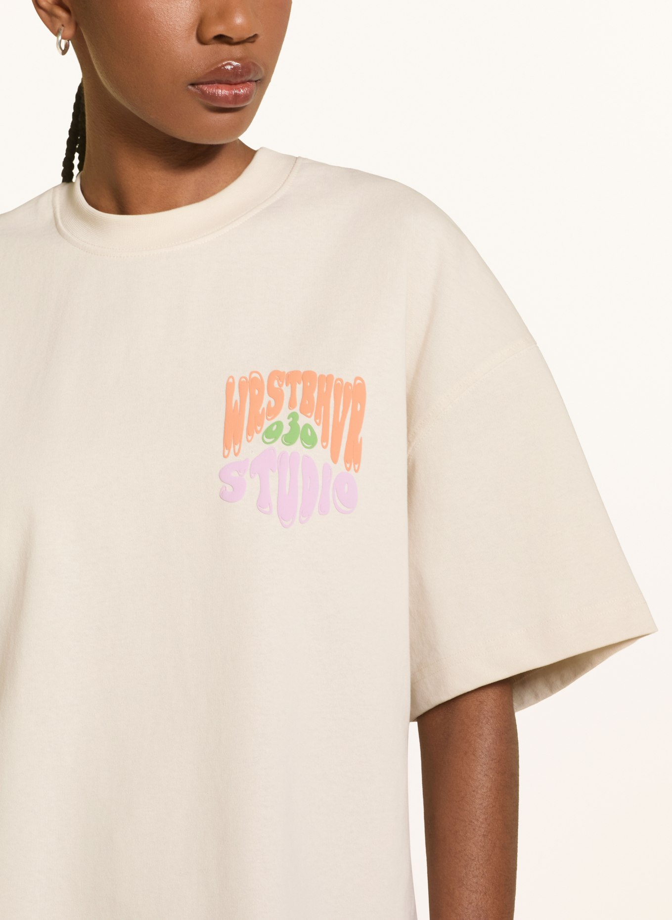 WRSTBHVR T-Shirt FLYNN: CREME / LILA / ORANGE