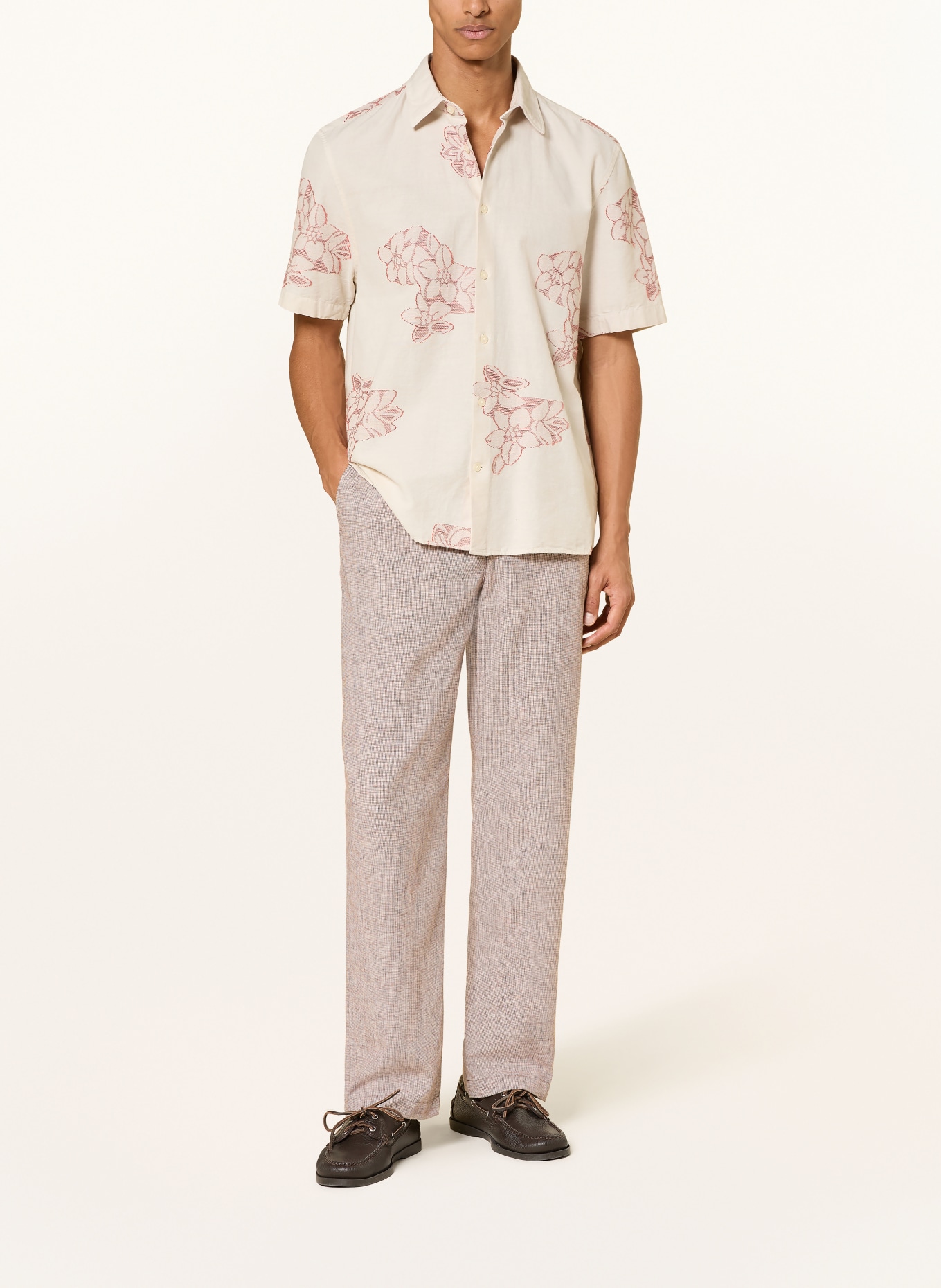 ALBERTO Spodnie chino LUIS Wide Fit z lnu: BRĄZOWY / ECRU