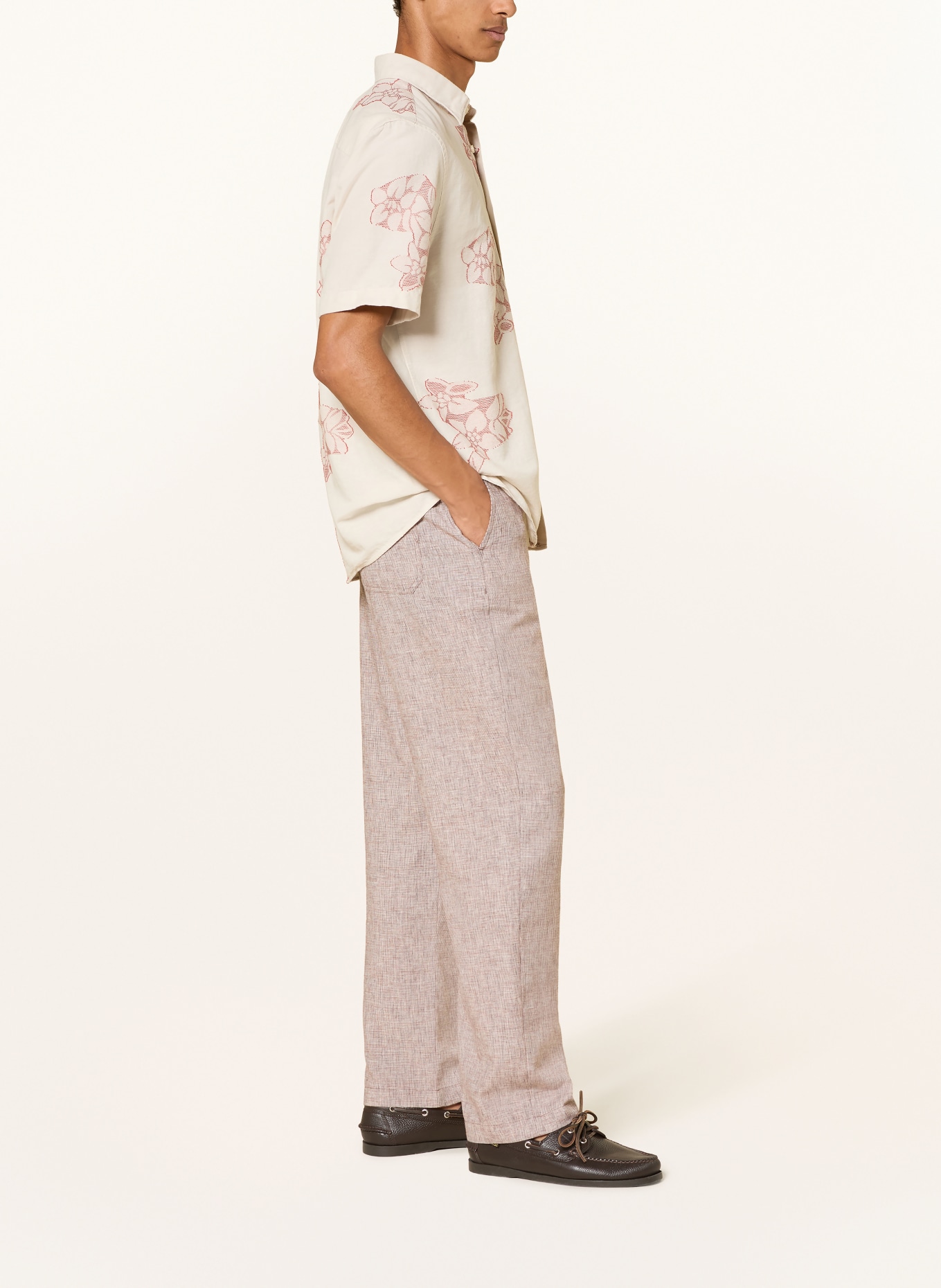 ALBERTO Spodnie chino LUIS Wide Fit z lnu: BRĄZOWY / ECRU