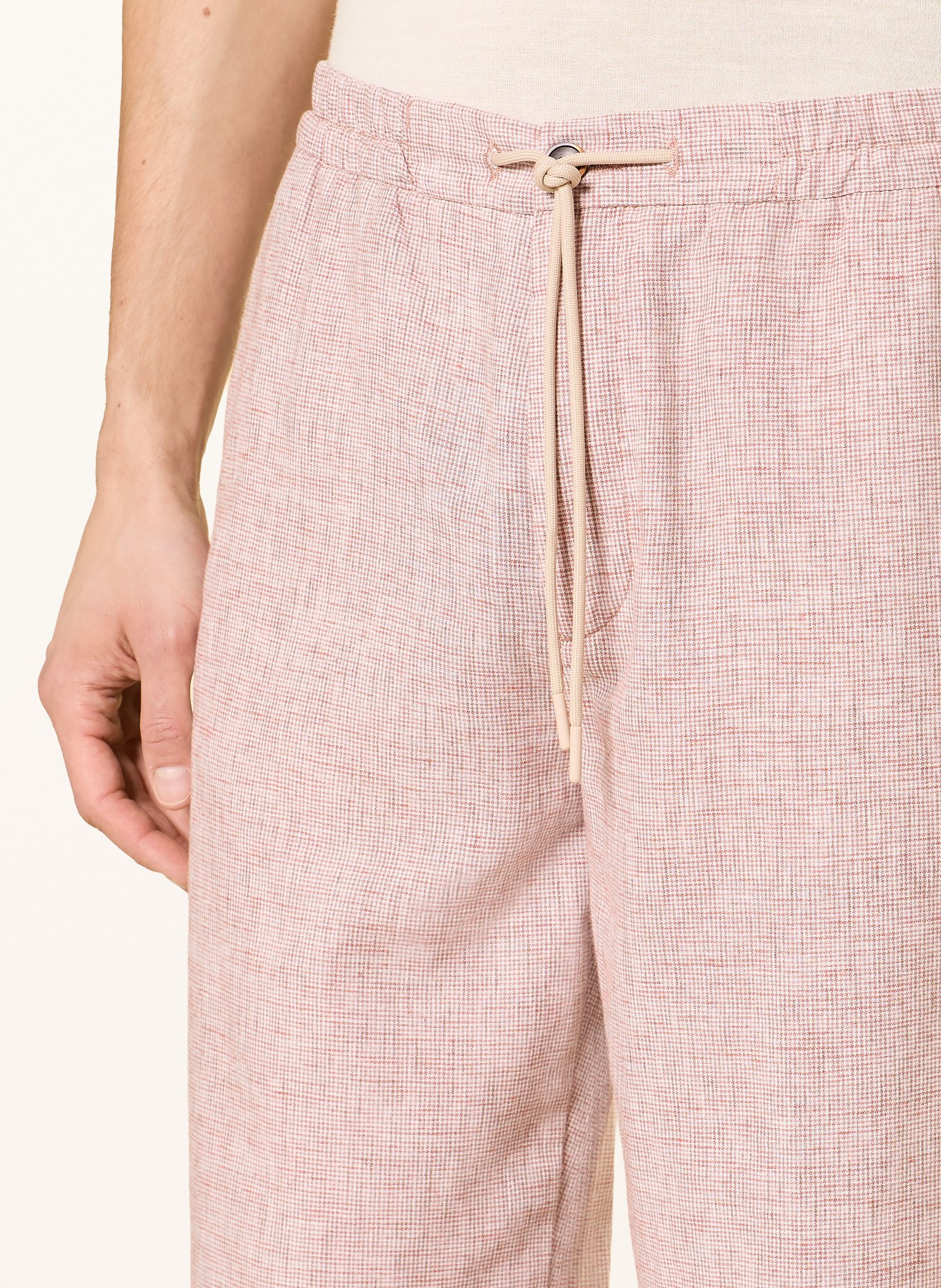 ALBERTO Pantalon chino LUIS coupe large en lin: CHAMEAU / BLANC