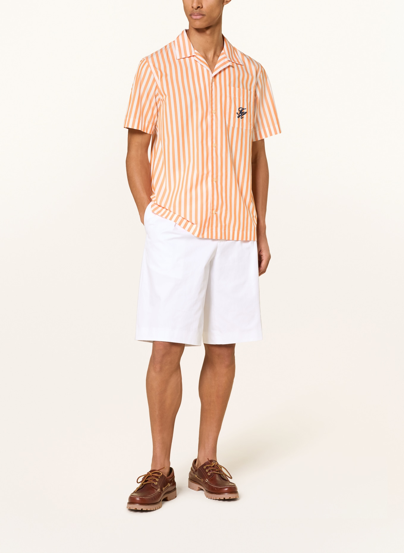 TOMMY HILFIGER Resorthemd Regular Fit: ORANGE / WEISS