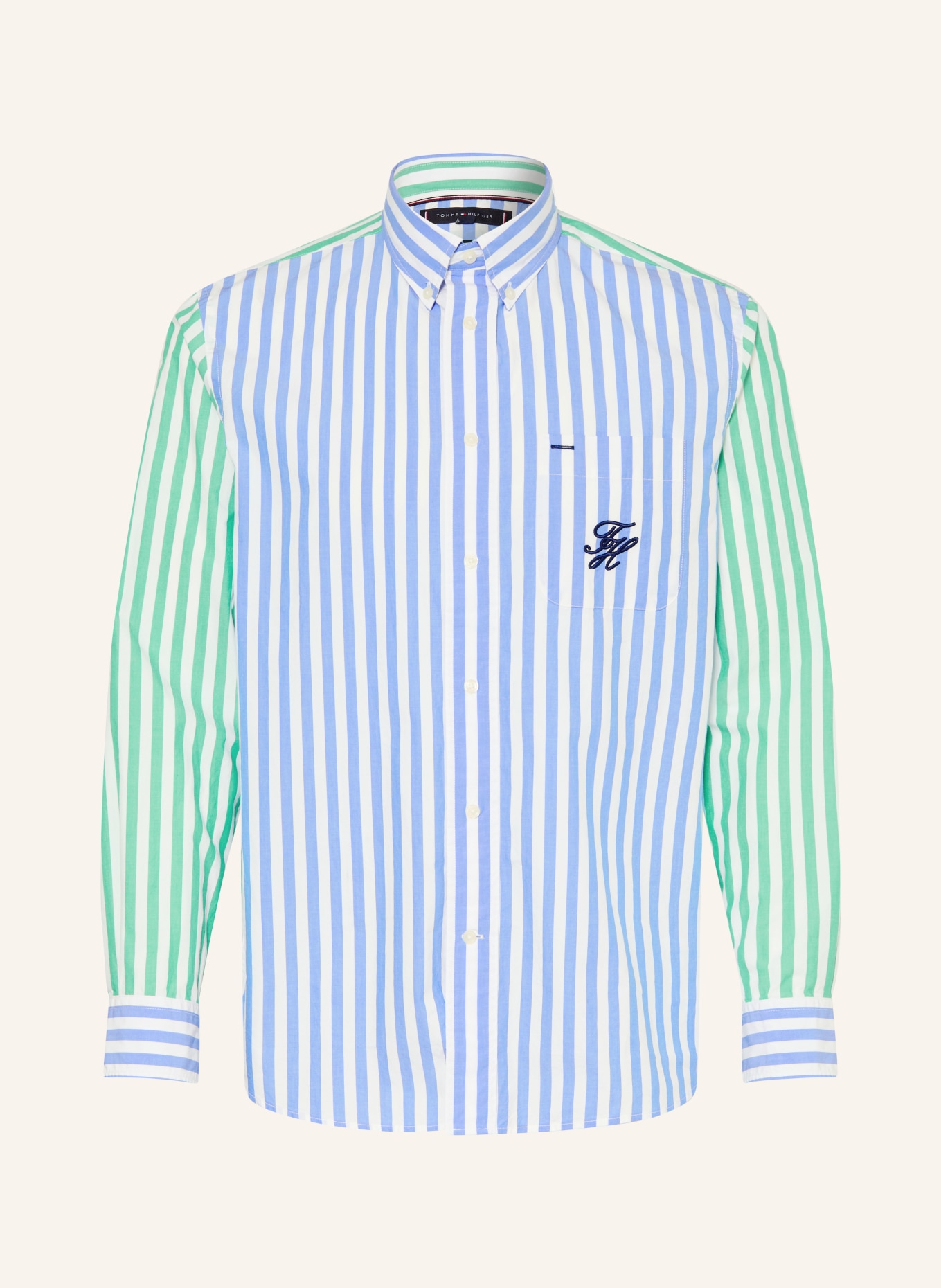 TOMMY HILFIGER Classic Fit Shirt: BLUE / GREEN / WHITE