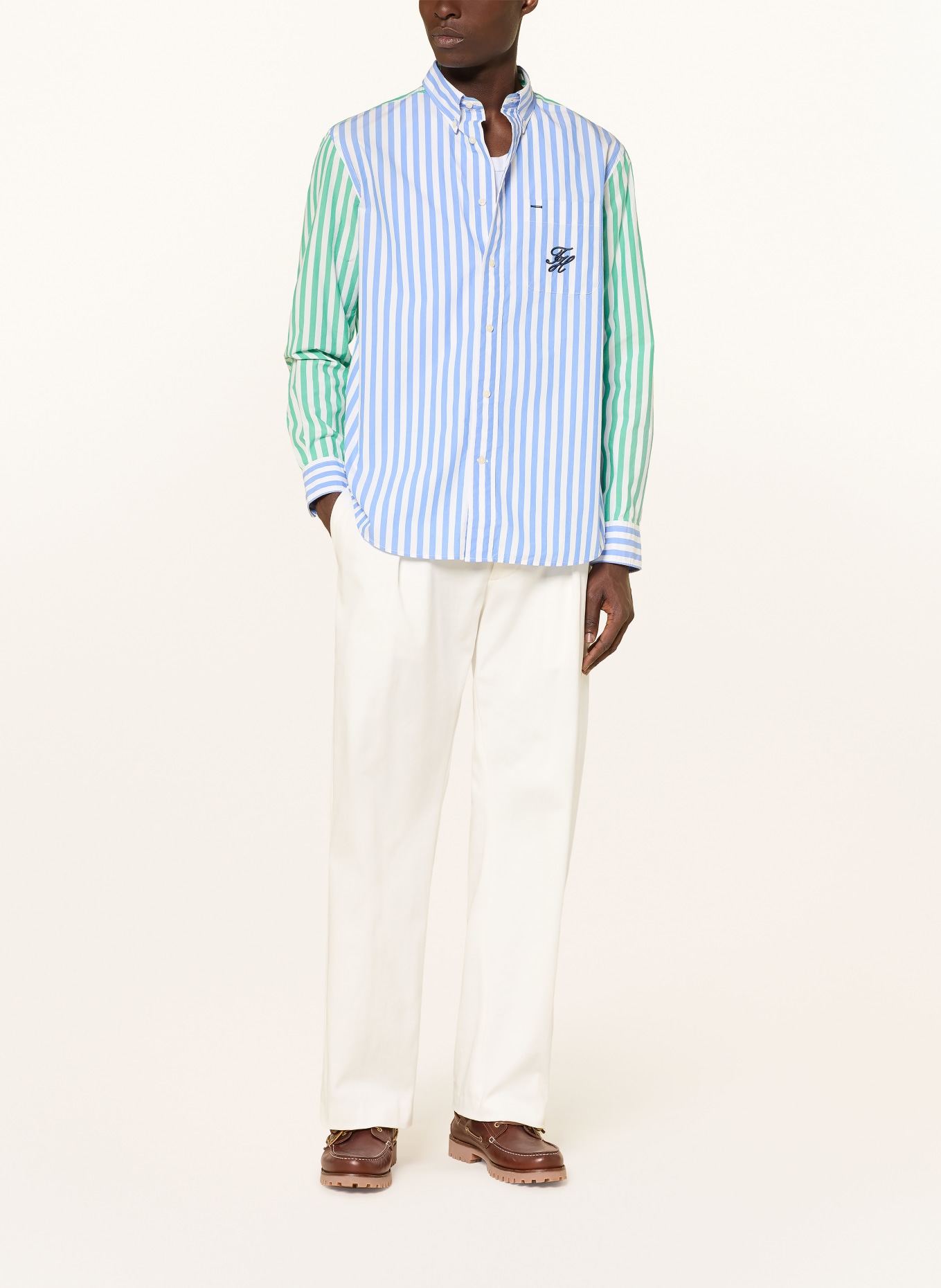 TOMMY HILFIGER Classic Fit Shirt: BLUE / GREEN / WHITE