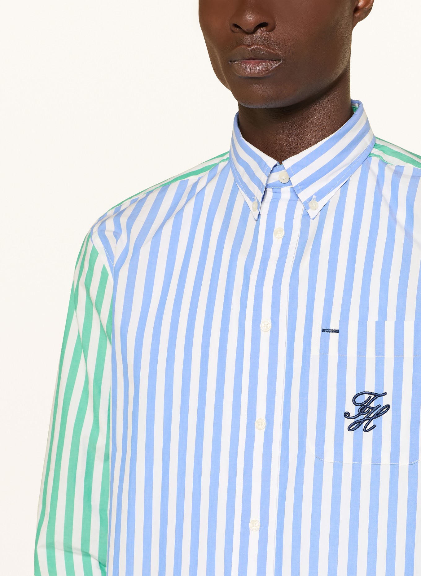 TOMMY HILFIGER Classic Fit Shirt: BLUE / GREEN / WHITE