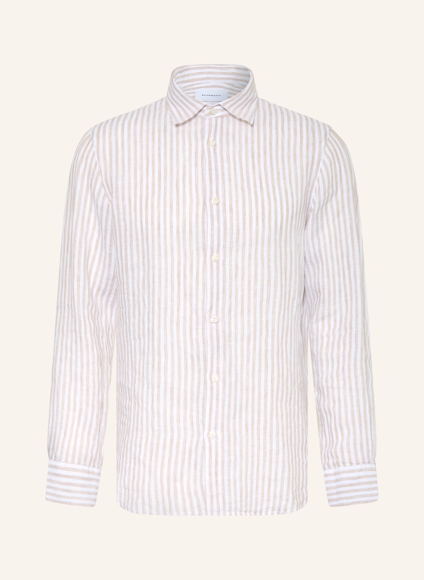 BALDESSARINI Leinenhemd Slim Fit: BEIGE / WEISS