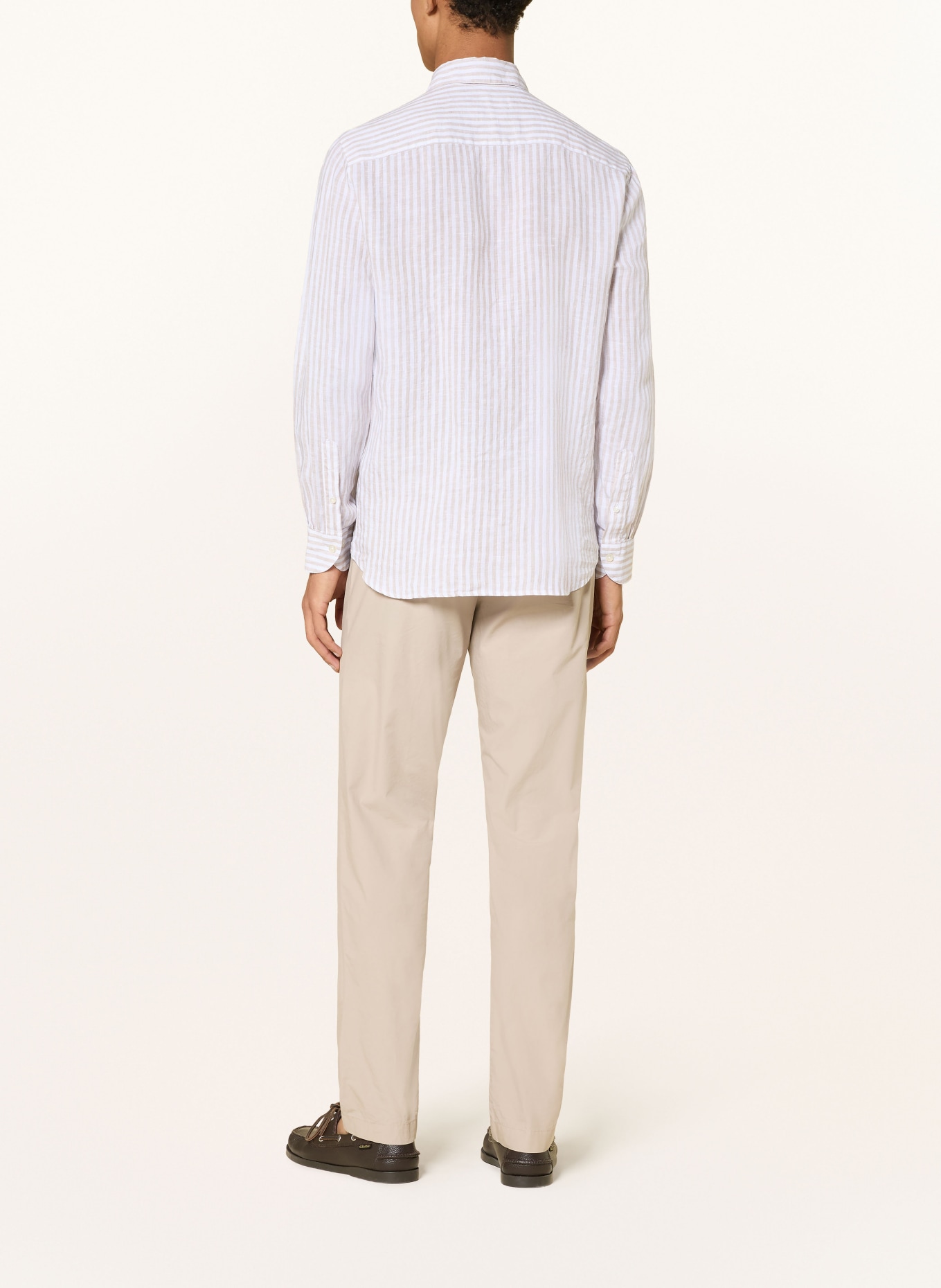 BALDESSARINI Leinenhemd Slim Fit: BEIGE / WEISS