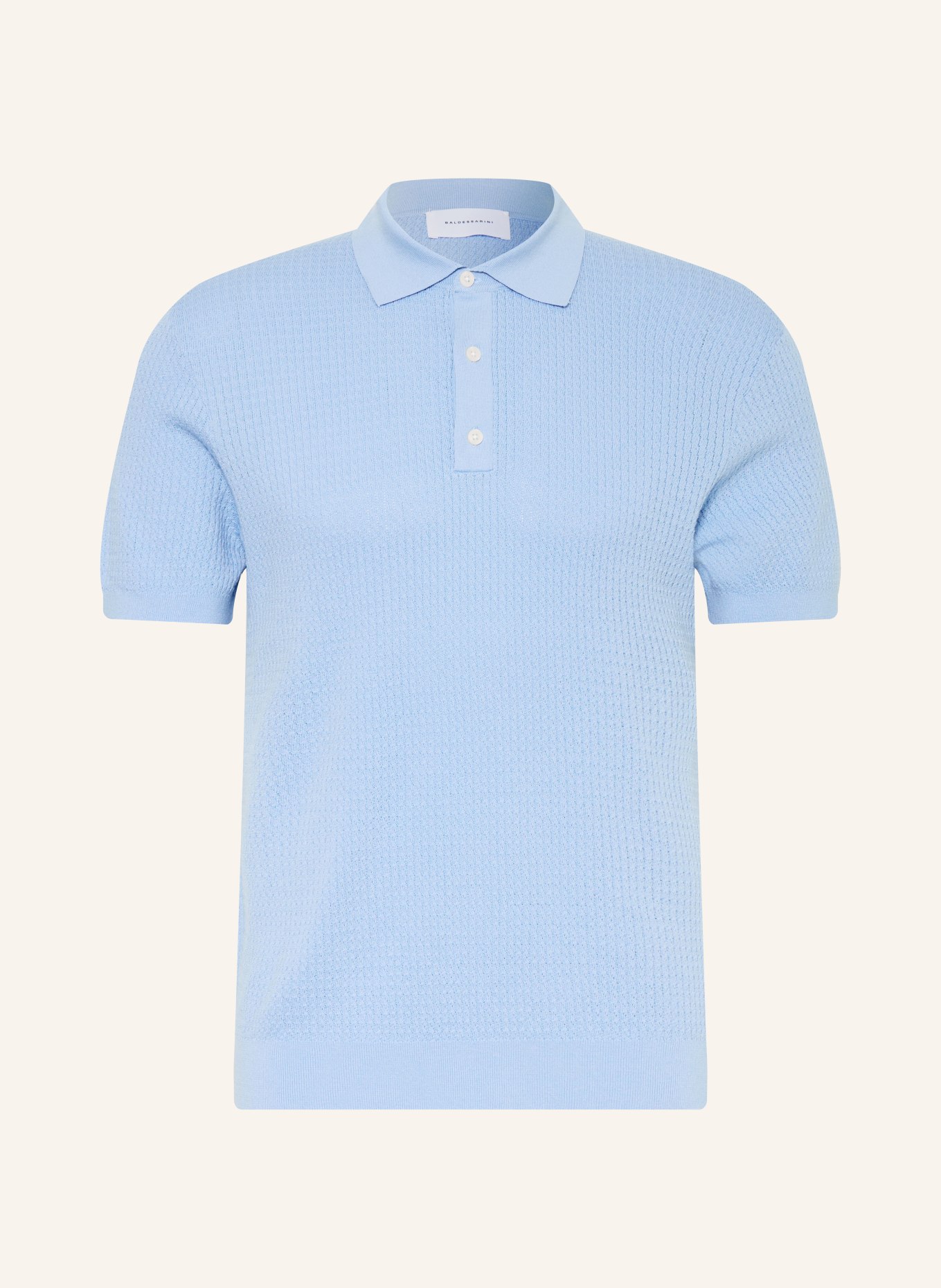 BALDESSARINI Strick-Poloshirt mit Seide: HELLBLAU