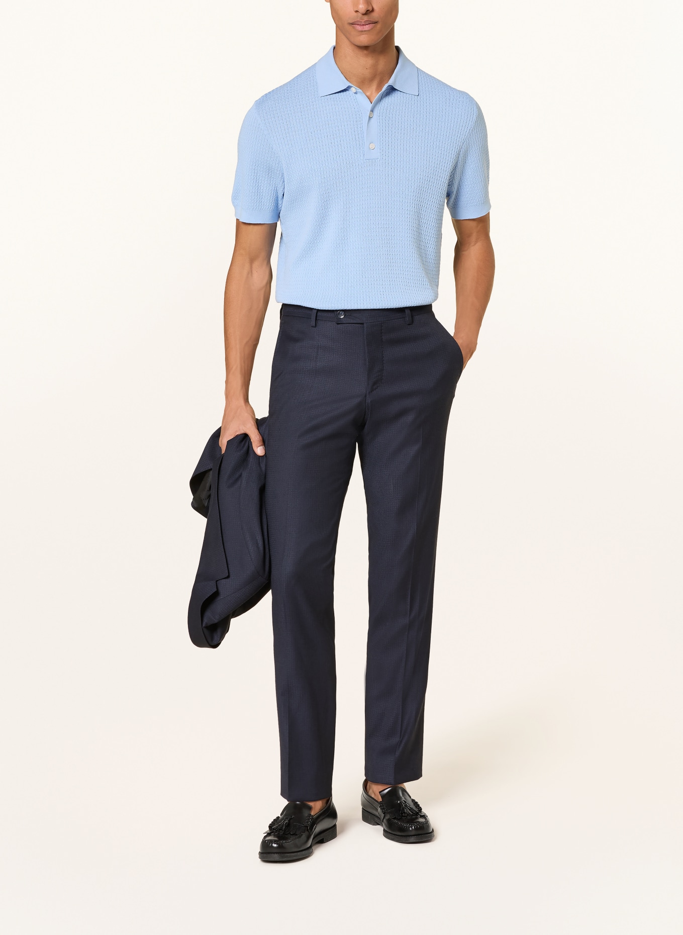 BALDESSARINI Strick-Poloshirt mit Seide: HELLBLAU