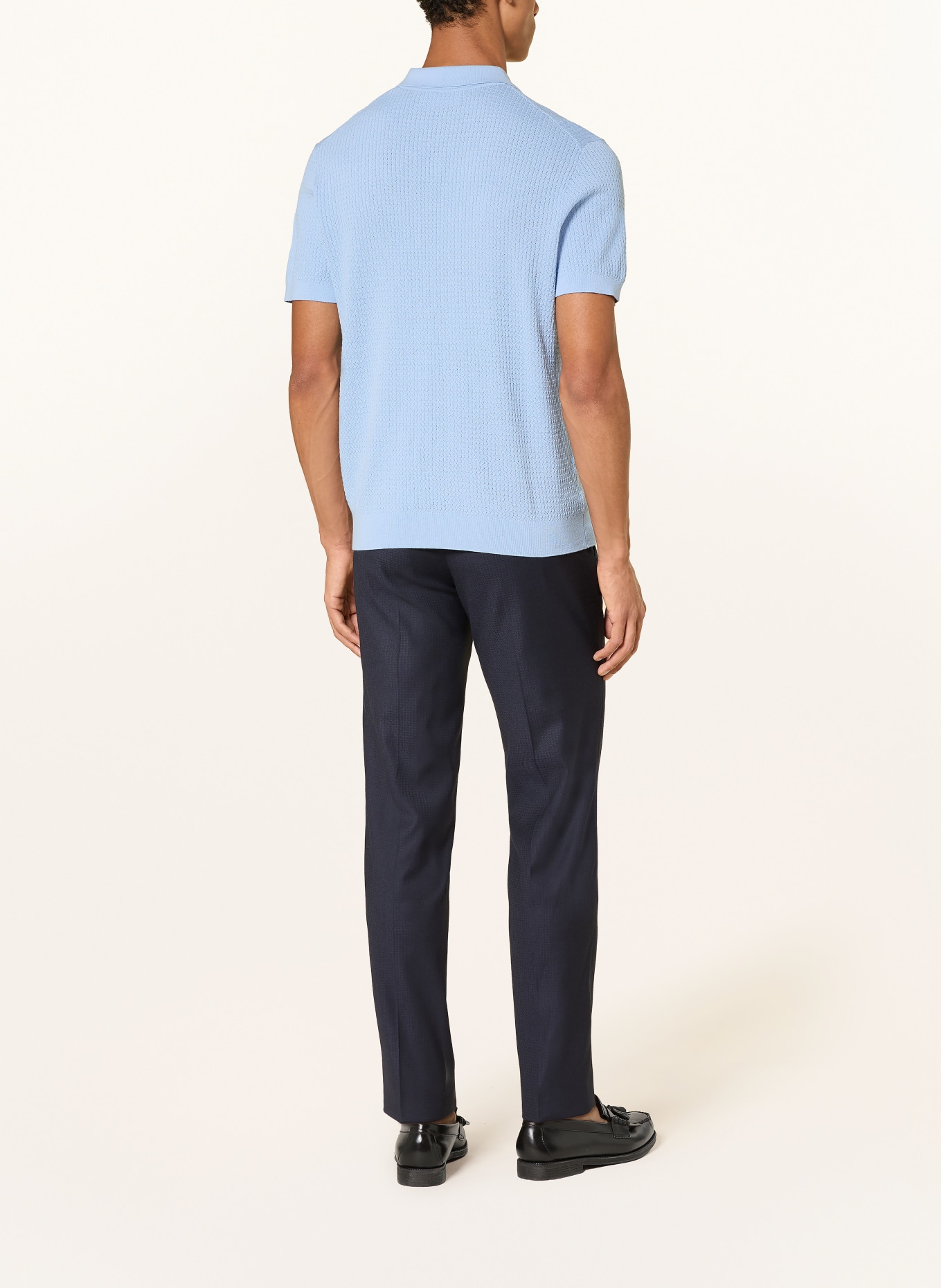 BALDESSARINI Strick-Poloshirt mit Seide: HELLBLAU