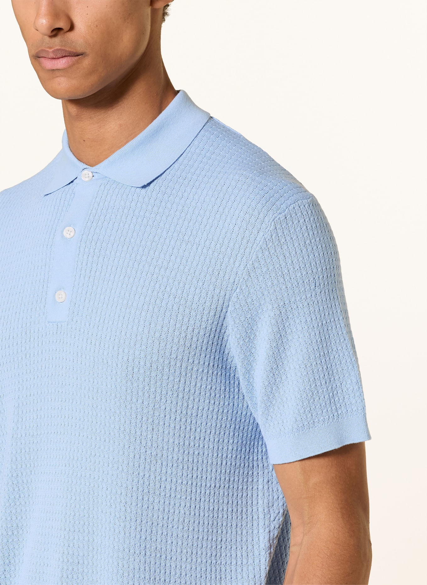 BALDESSARINI Strick-Poloshirt mit Seide: HELLBLAU