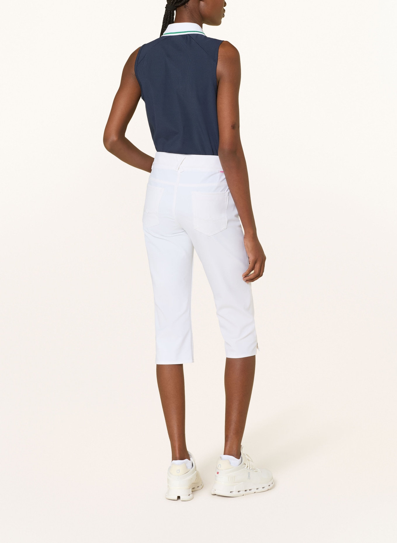 ALBERTO 3/4-Golfhose MONA-C - FX4 DRY COOLER® mit Schmucksteinen: WEISS