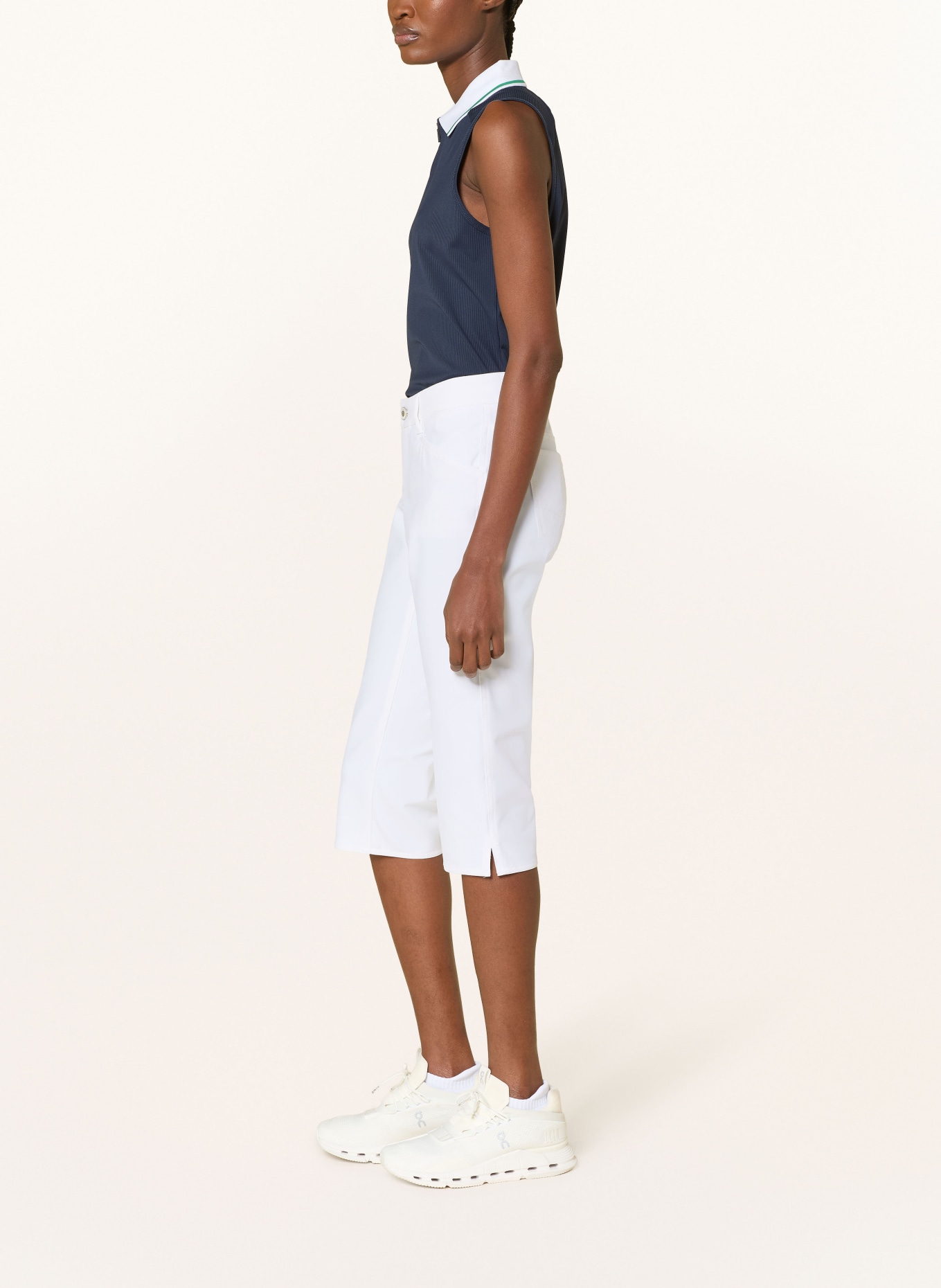 ALBERTO 3/4-Golfhose MONA-C - FX4 DRY COOLER® mit Schmucksteinen: WEISS