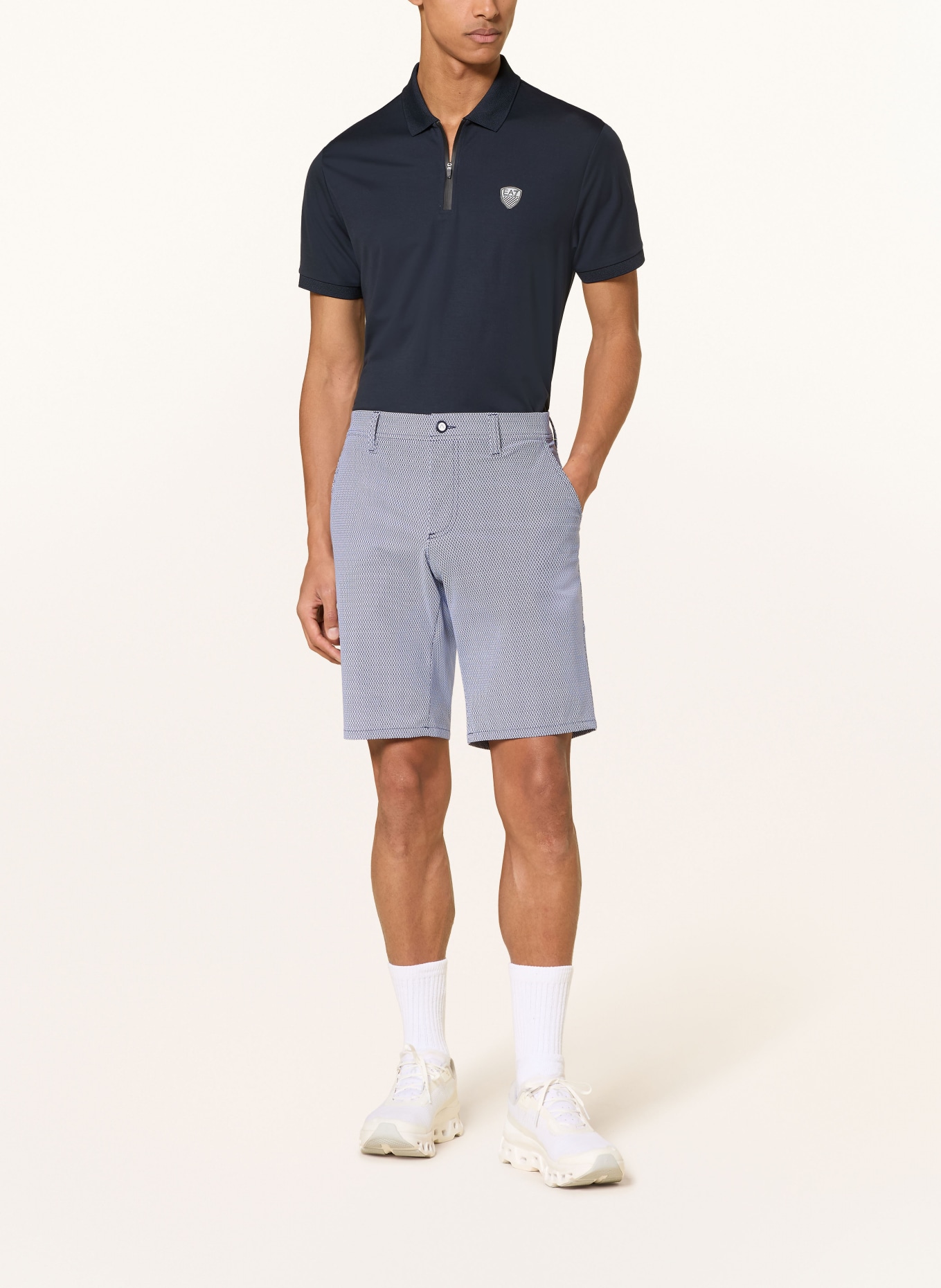 ALBERTO Short de golf EARNIE - REVOLUTIONAL® PRINT WR: BLEU / BLANC