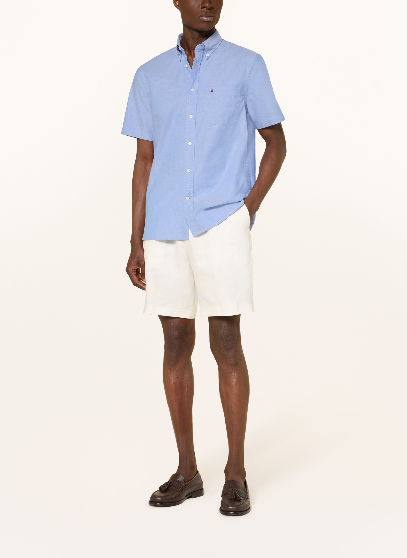 TOMMY HILFIGER Kurzarm-Hemd Regular Fit: BLAU