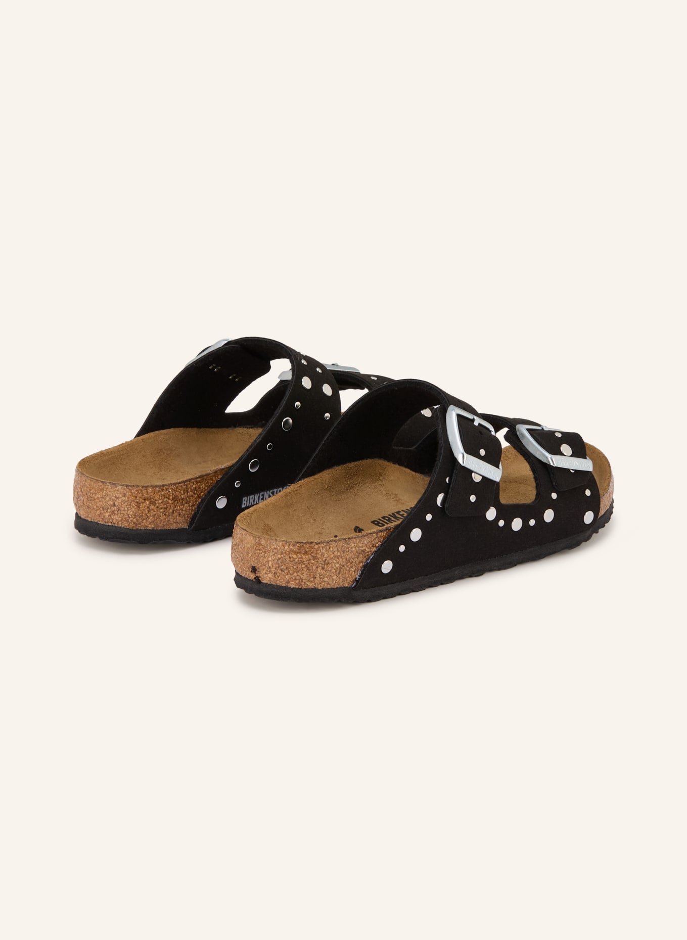 BIRKENSTOCK Pantofle ARIZONA RIVET BORDER s cvočky: ČERNÁ / STŘÍBRNÁ