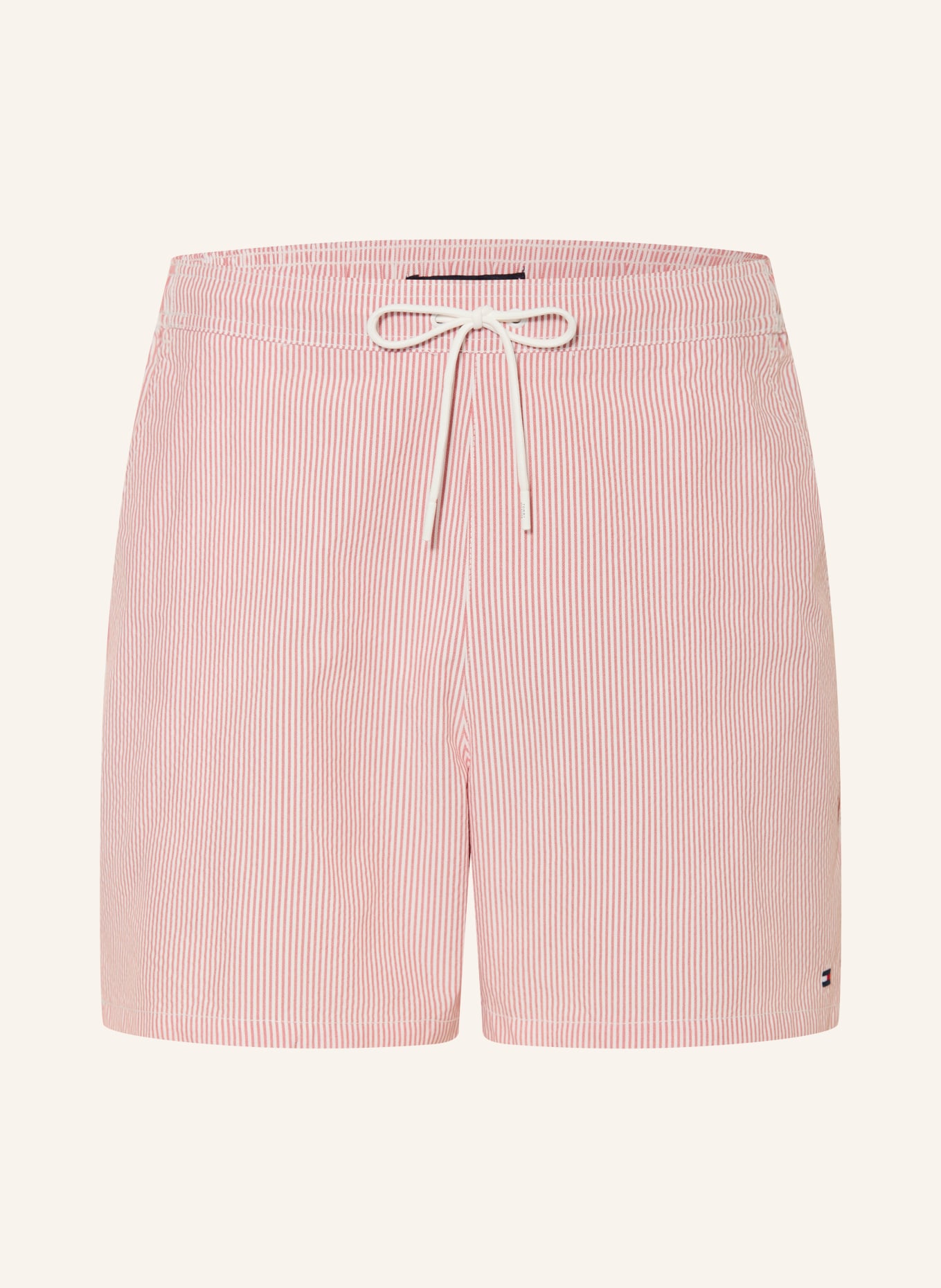 TOMMY HILFIGER Badeshorts: DUNKELROT / WEISS