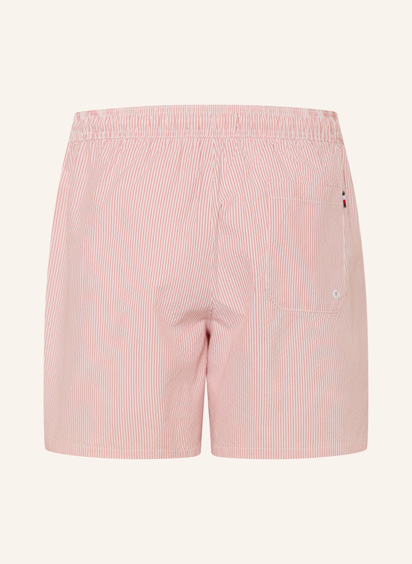 TOMMY HILFIGER Badeshorts: DUNKELROT / WEISS