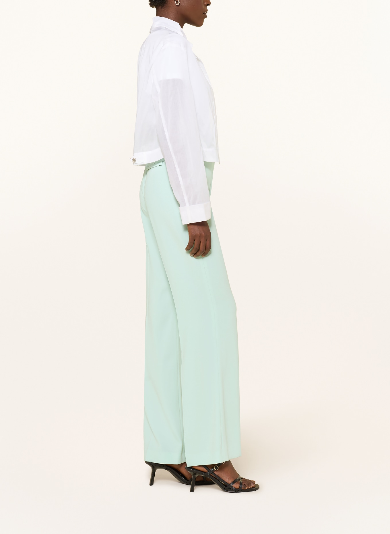 RIANI kalhoty s volánky: SVĚTLE ZELENÁ