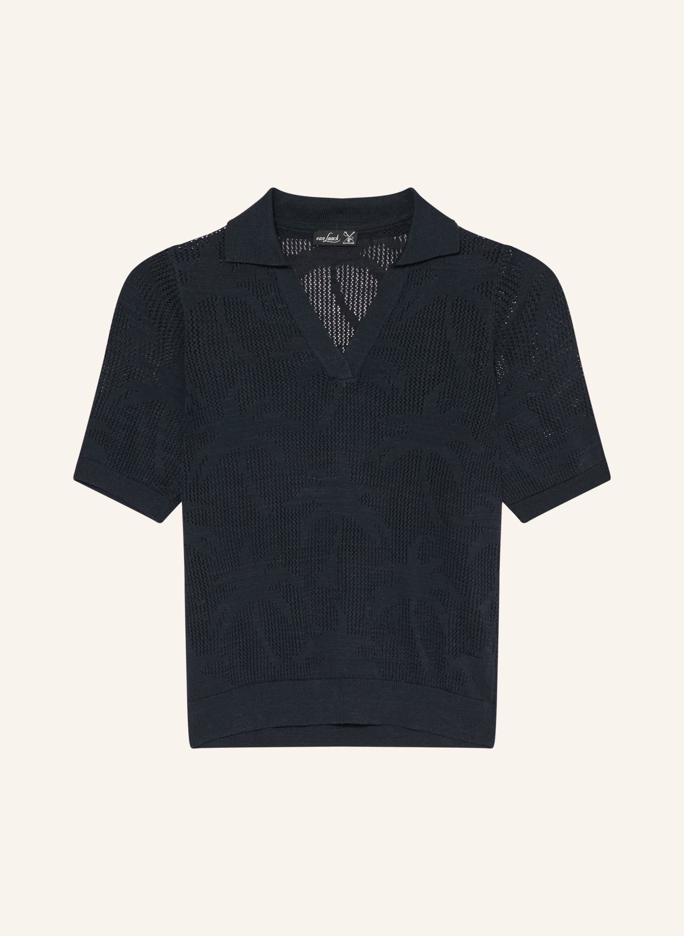 van Laack VL-SAIDAS-XX Knitted Polo Shirt with Linen: DARK BLUE