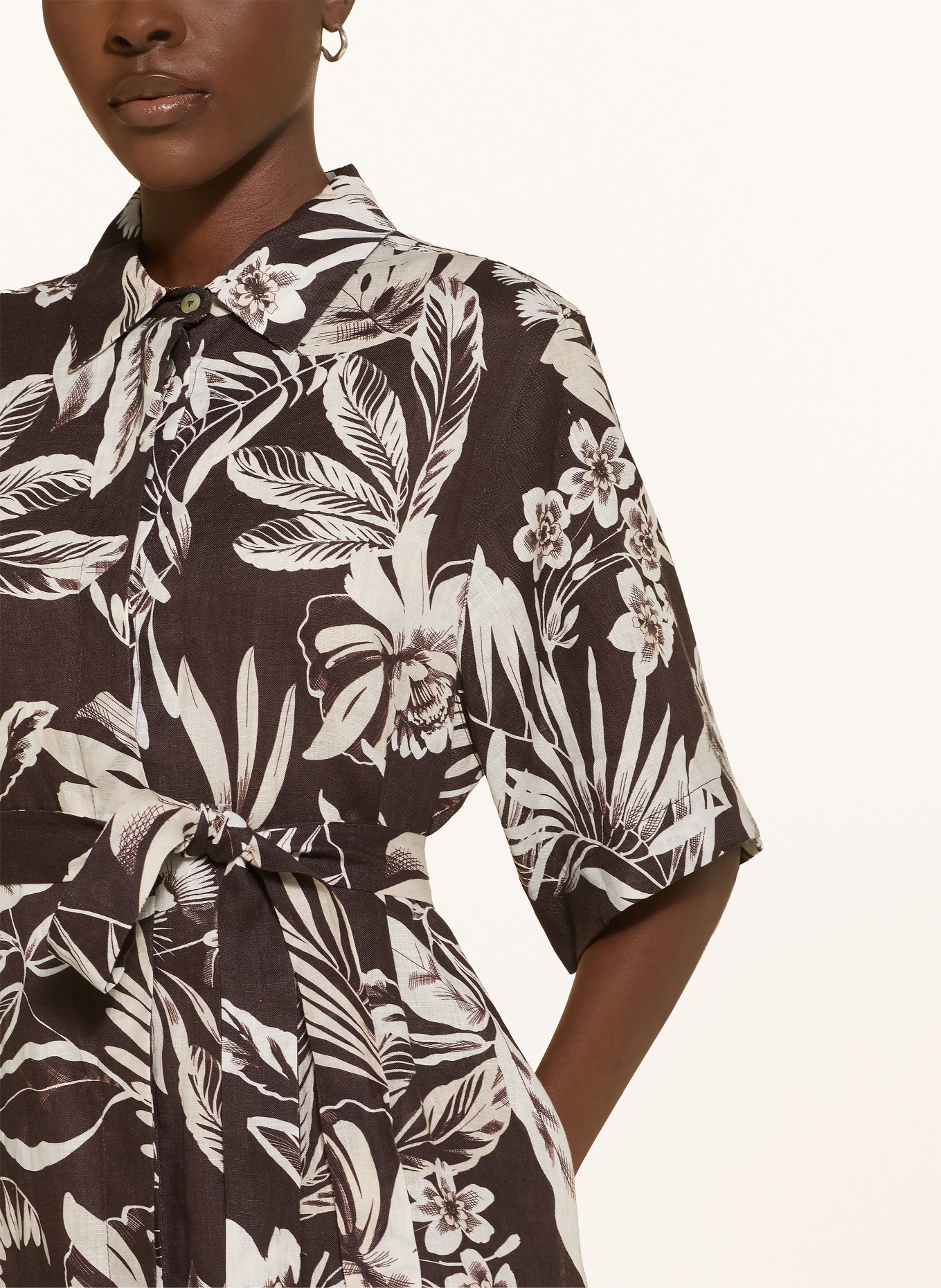 van Laack Linnen overhemdjurk VL-KAIMAH-SVKN: MARRON FONCÉ / WIT