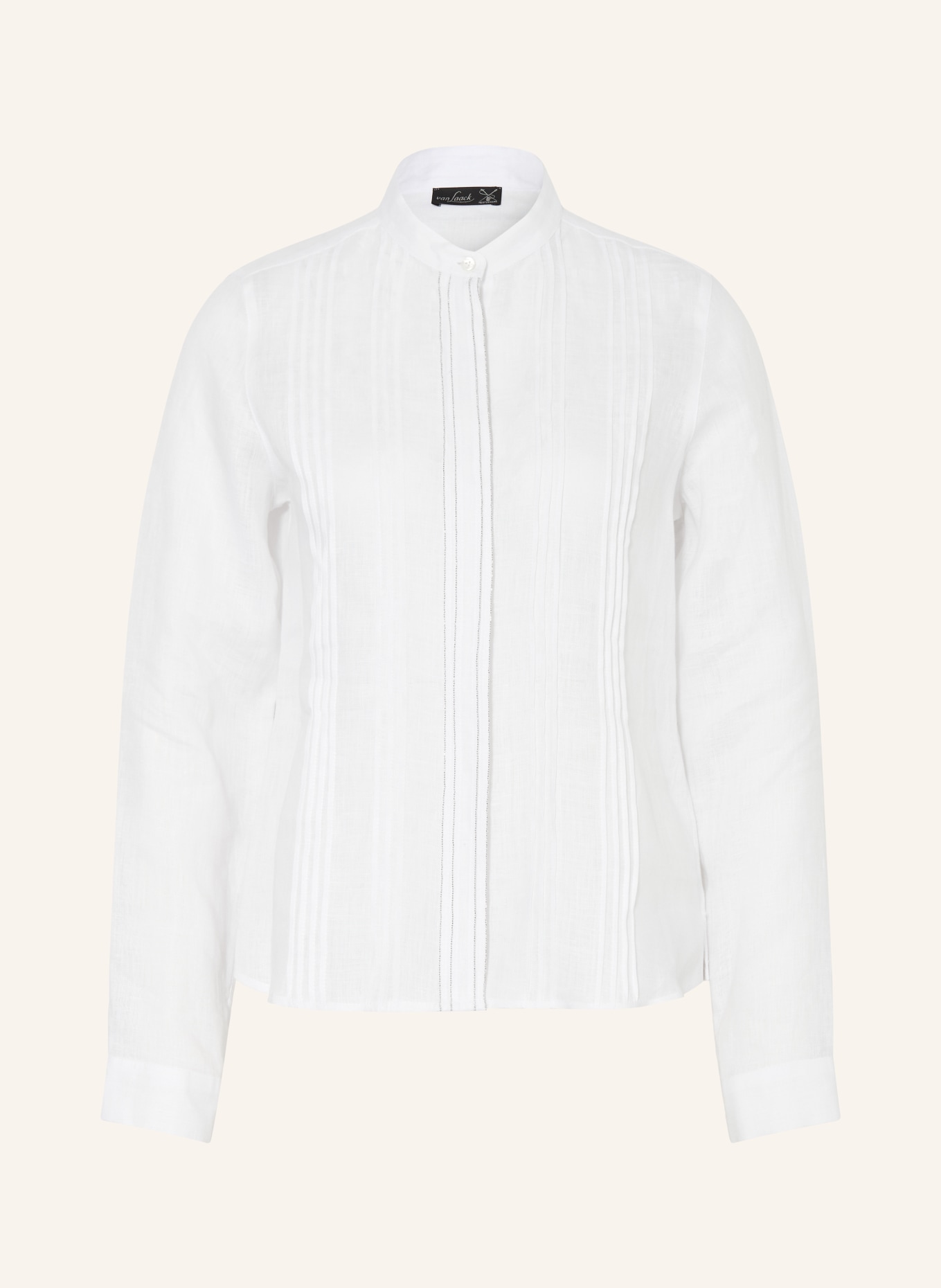 van Laack Leinenbluse VL-IKEM-SVPBK mit Schmucksteinen: WEISS