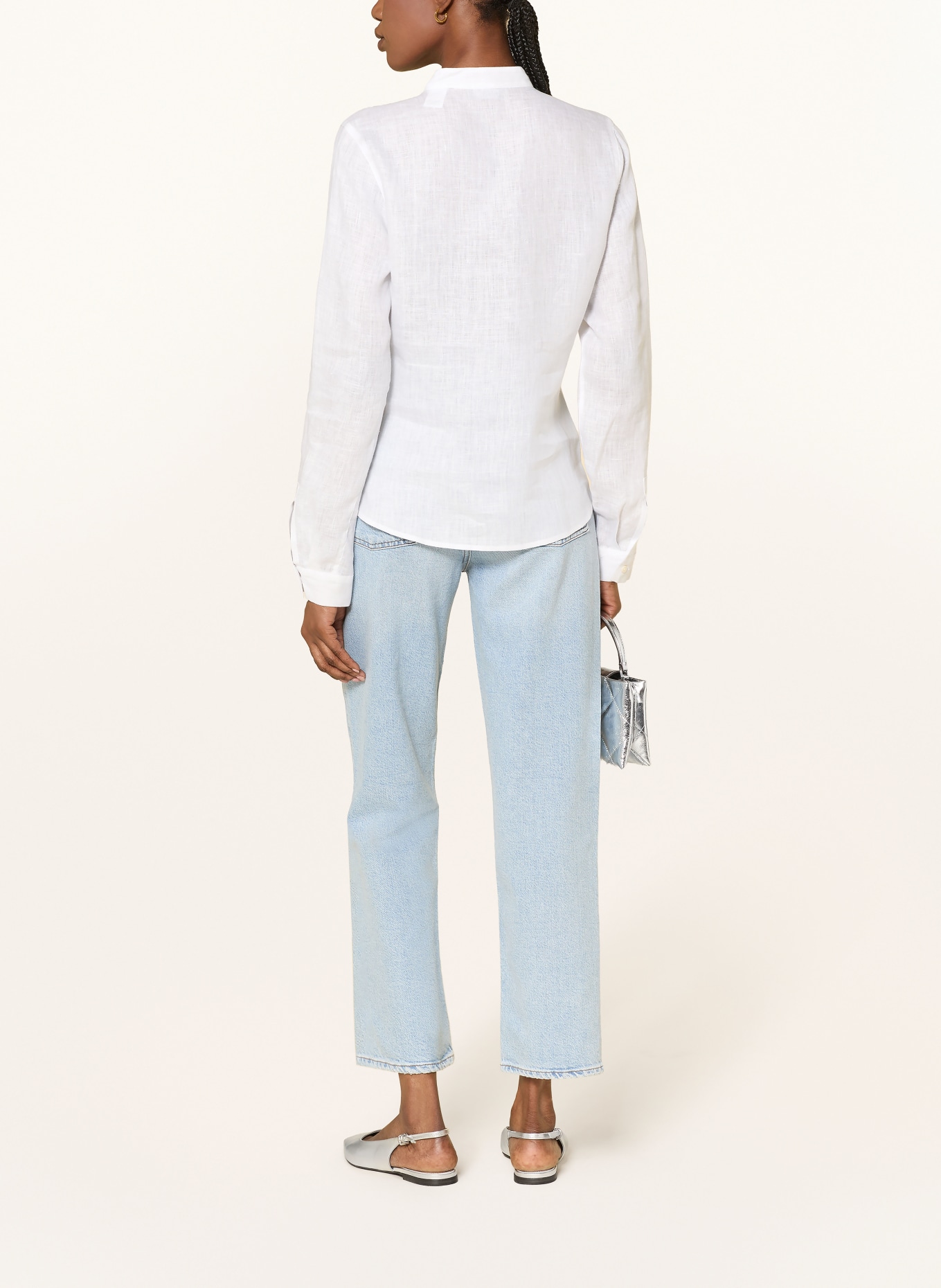 van Laack Leinenbluse VL-IKEM-SVPBK mit Schmucksteinen: WEISS