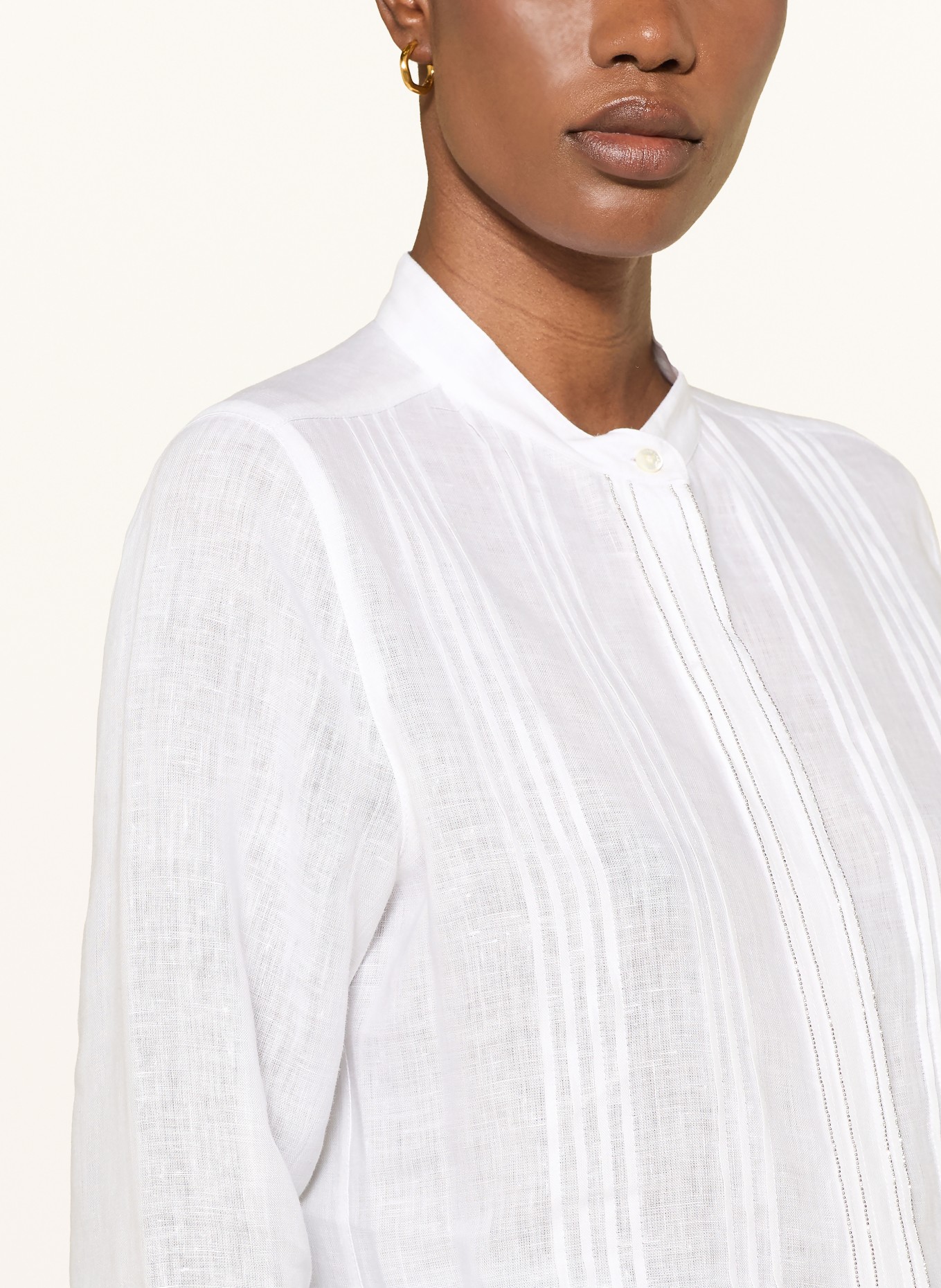 van Laack Leinenbluse VL-IKEM-SVPBK mit Schmucksteinen: WEISS