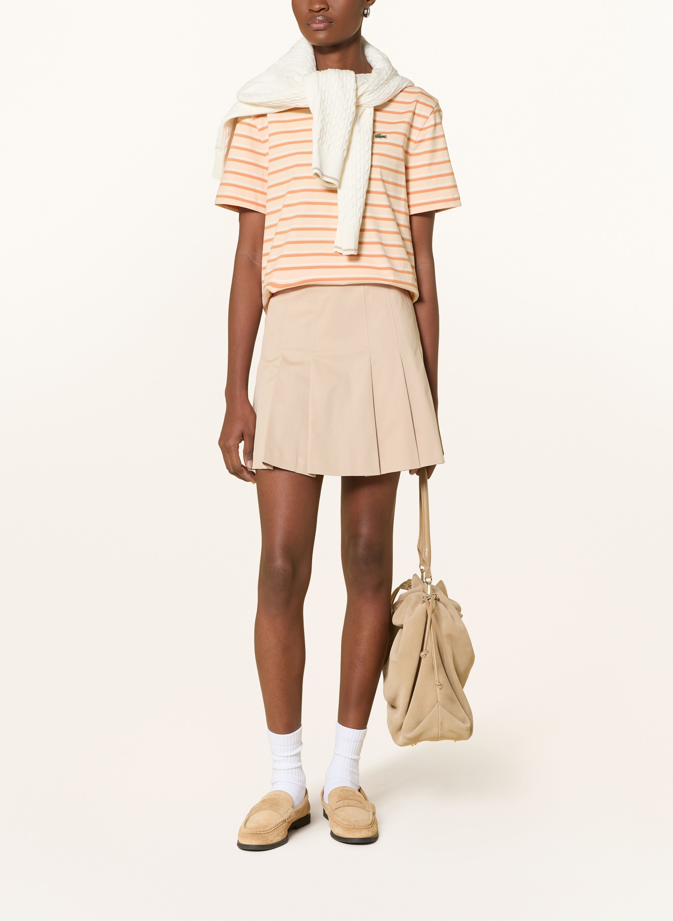 LACOSTE T-shirt: ORANGE CLAIR / ORANGE / BLANC