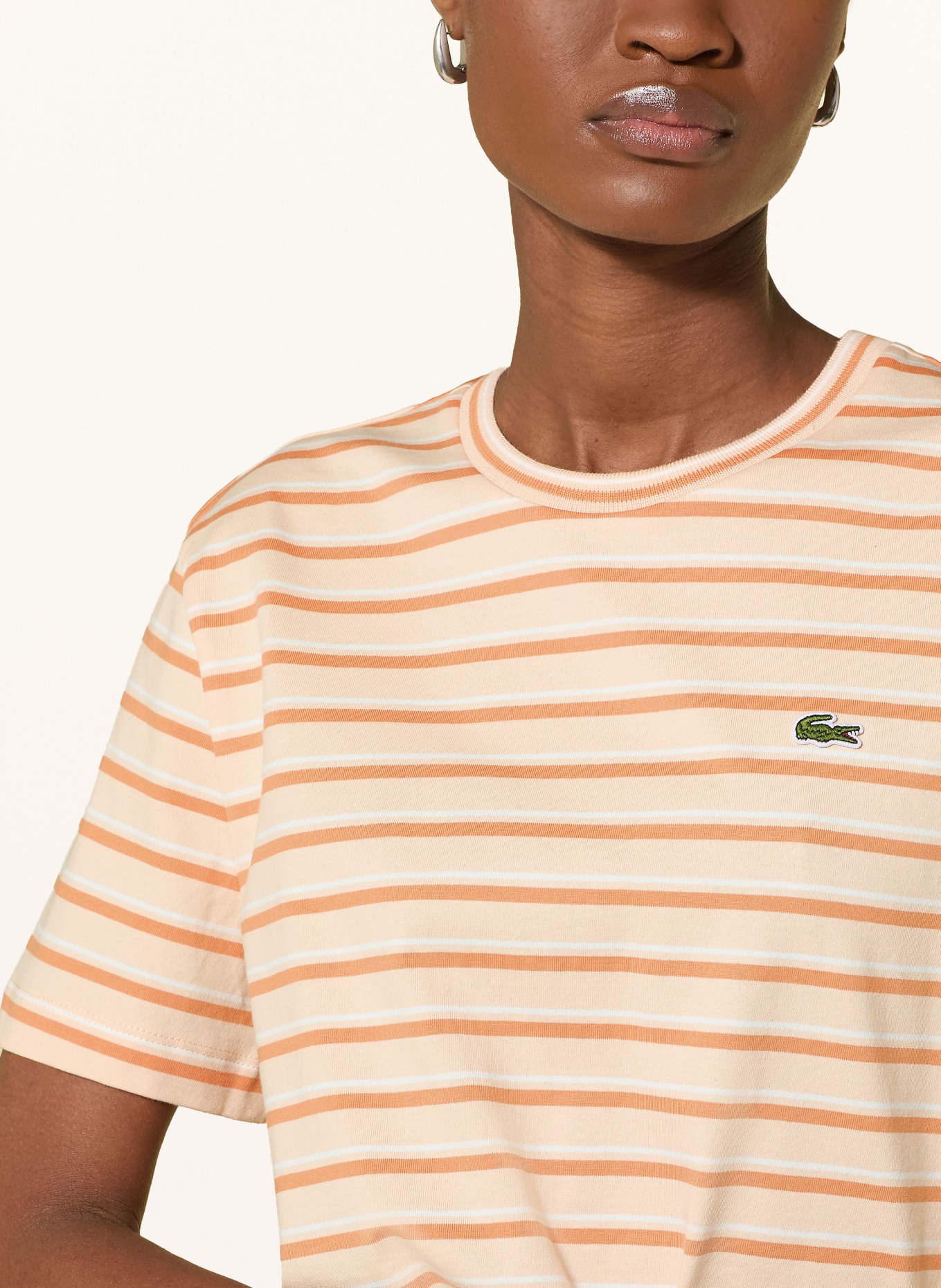 LACOSTE T-shirt: ORANGE CLAIR / ORANGE / BLANC