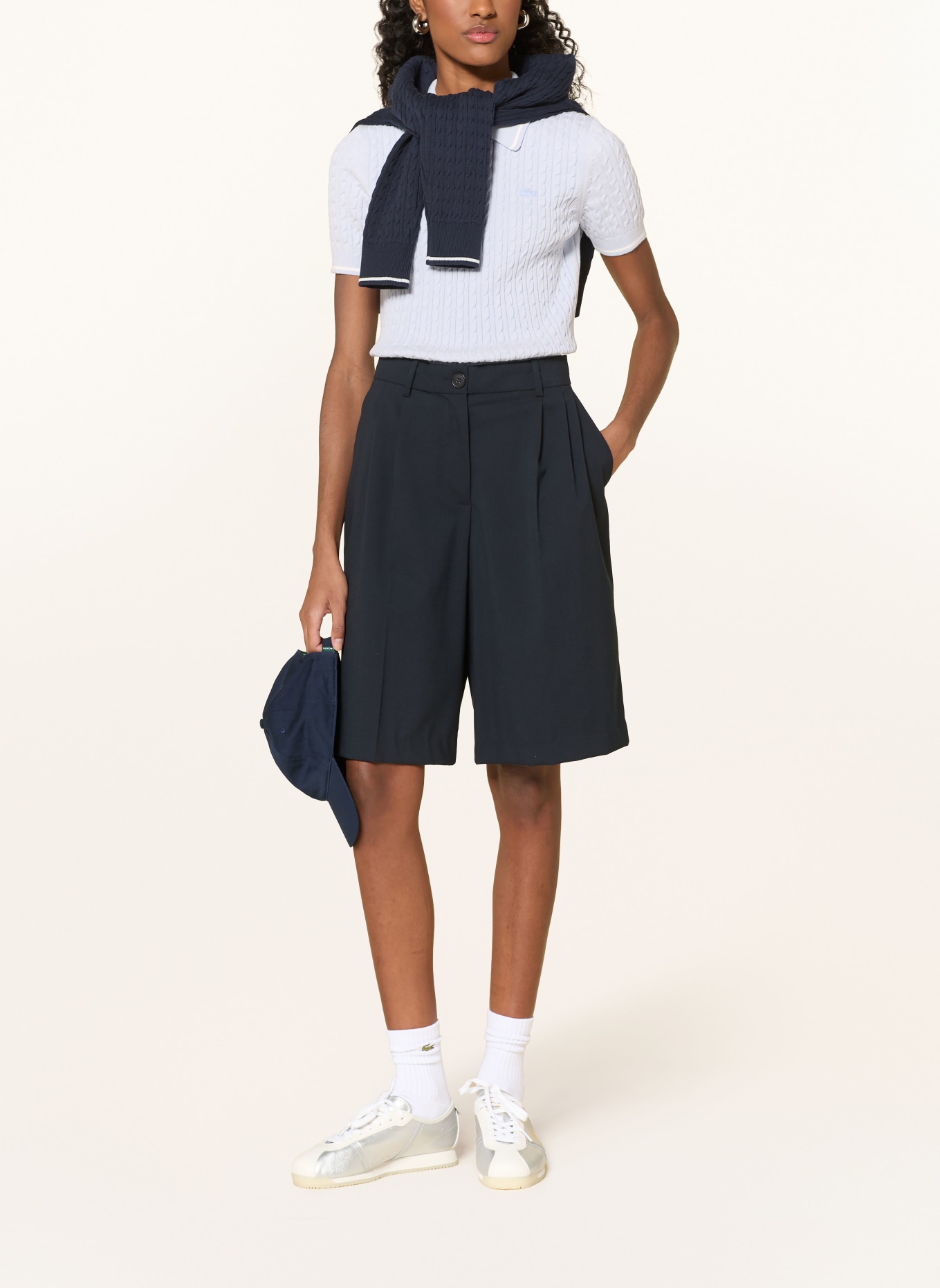 LACOSTE knitted polo shirt: LIGHT BLUE