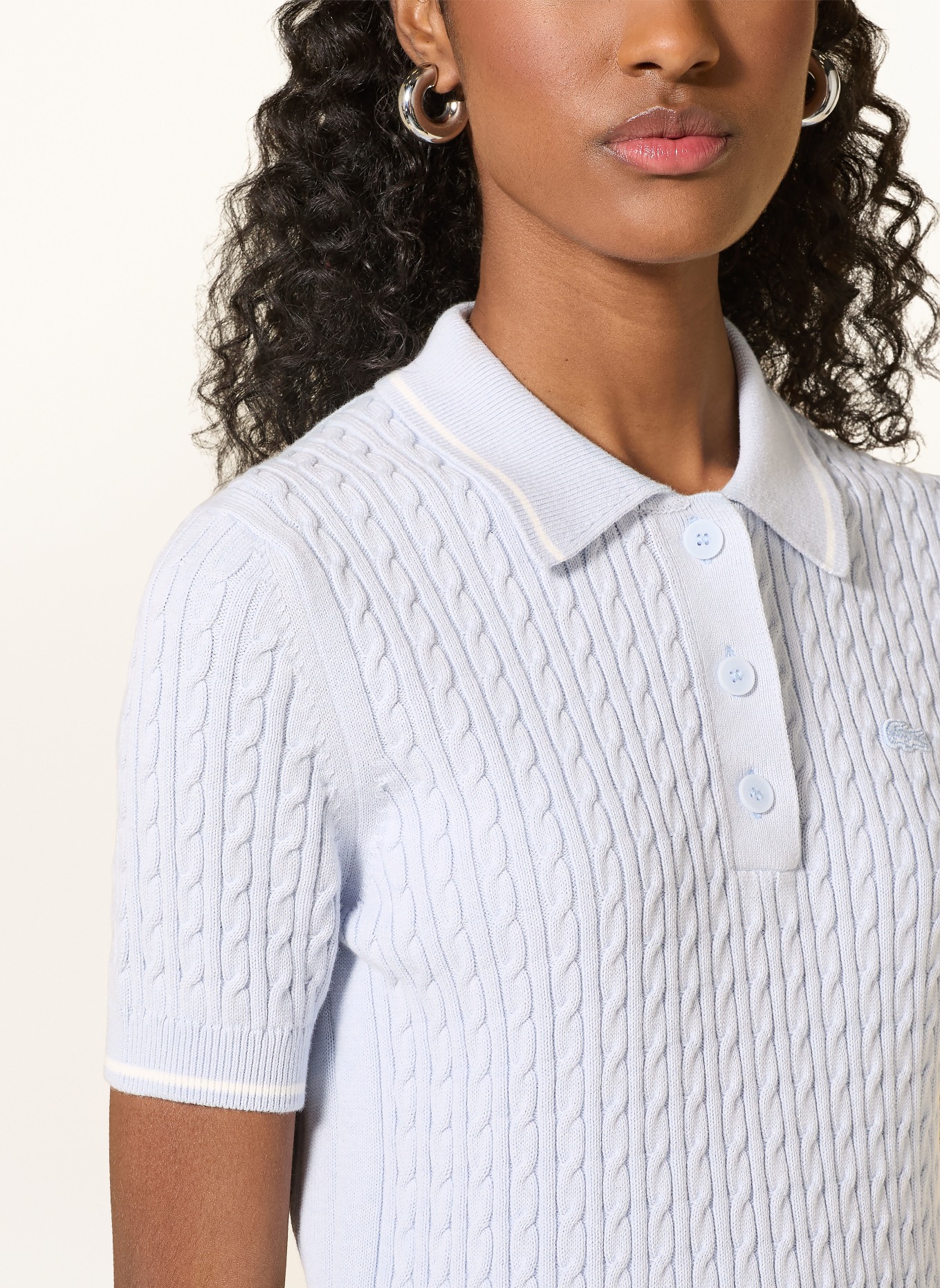 LACOSTE knitted polo shirt: LIGHT BLUE