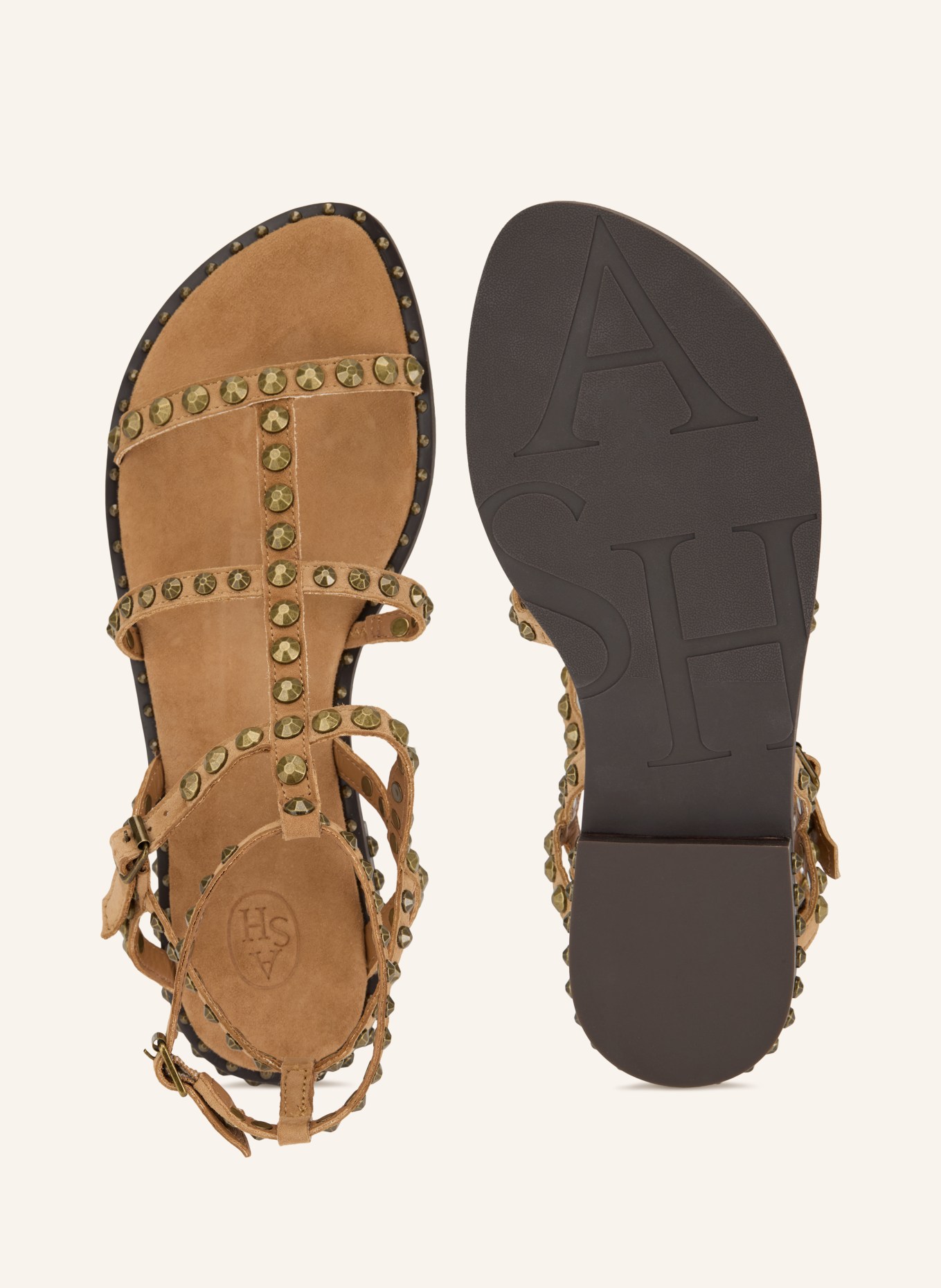 ash Sandalen PRECIOUS mit Nieten: HELLBRAUN / GOLD