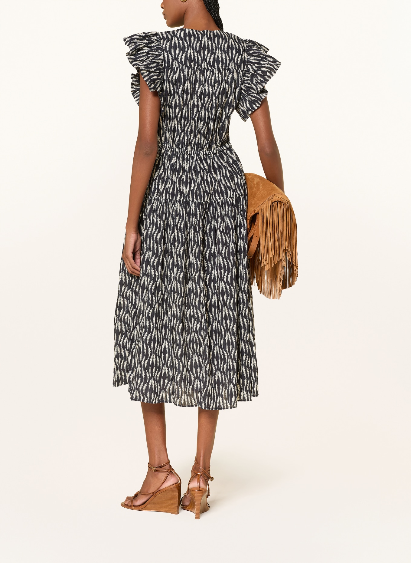 ULLA JOHNSON Robe KAIRI: NOIR / BEIGE